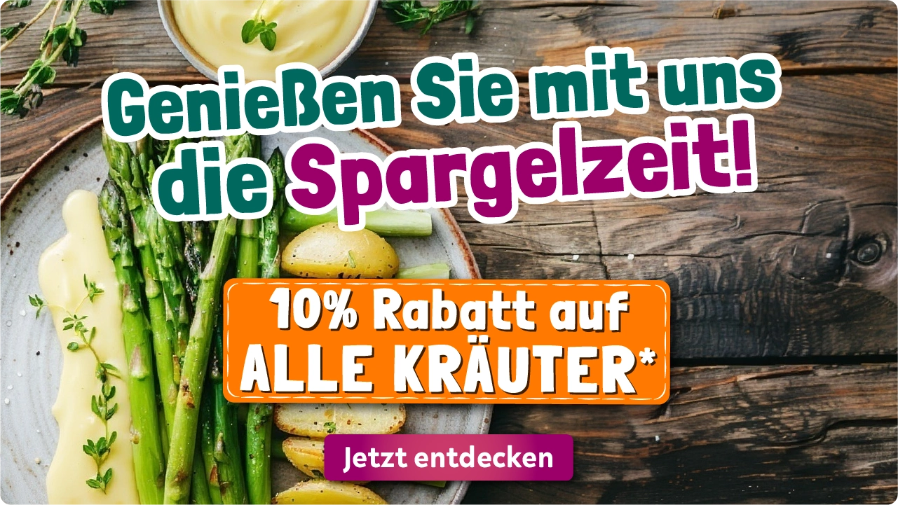 Spargelzeit Aktionsbanner Rabatt Kräuter