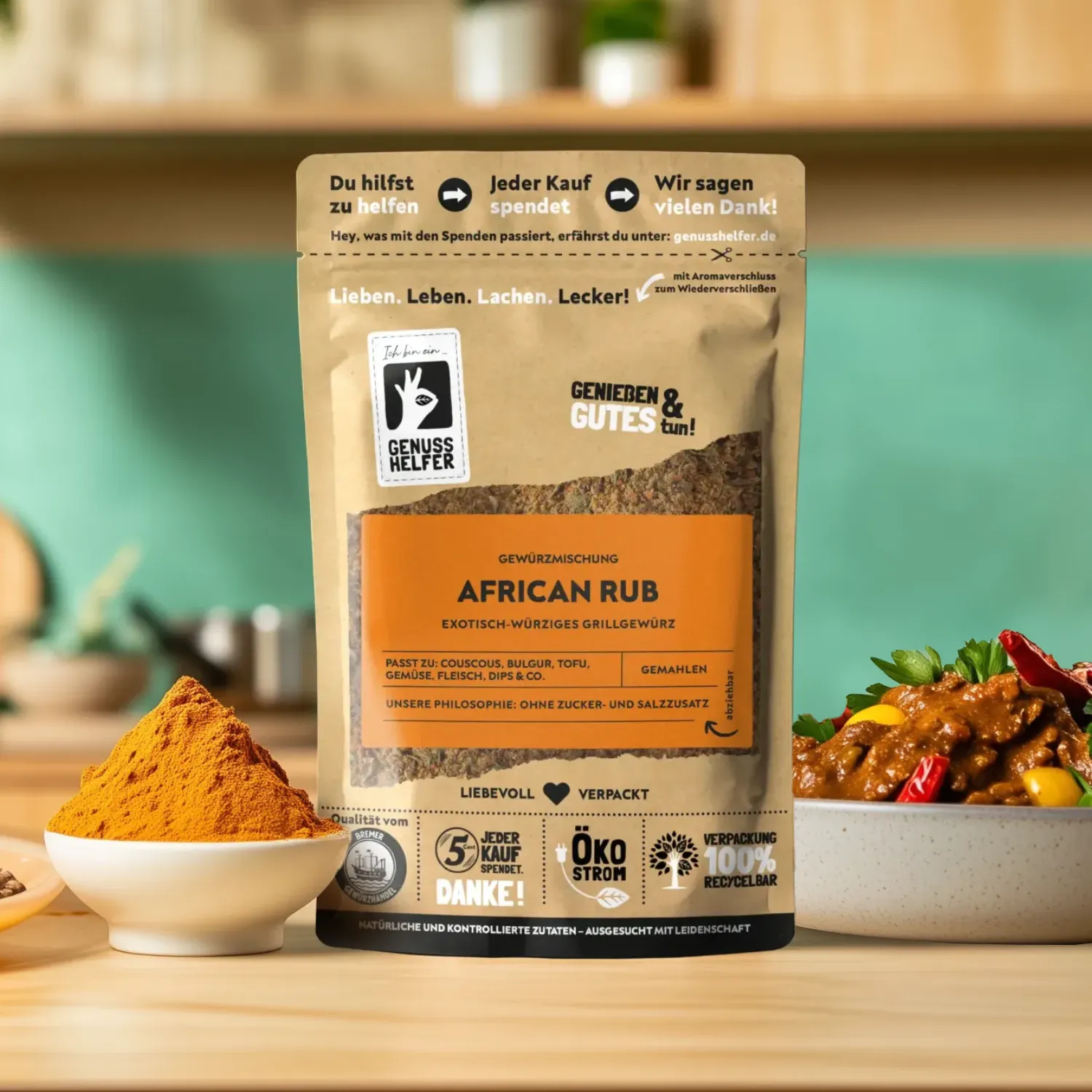 Präsentation der Gewürzmischung „African Rub“