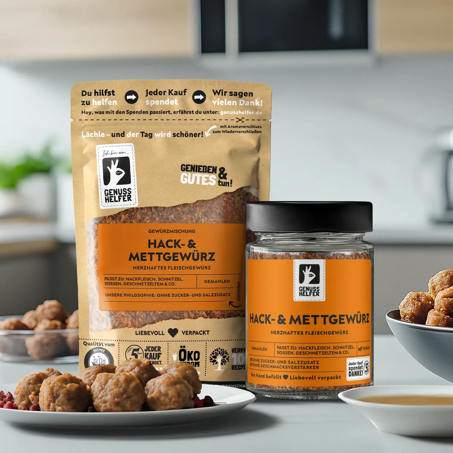 Präsentation des gemahlenen Hack- und Mettgewürzes