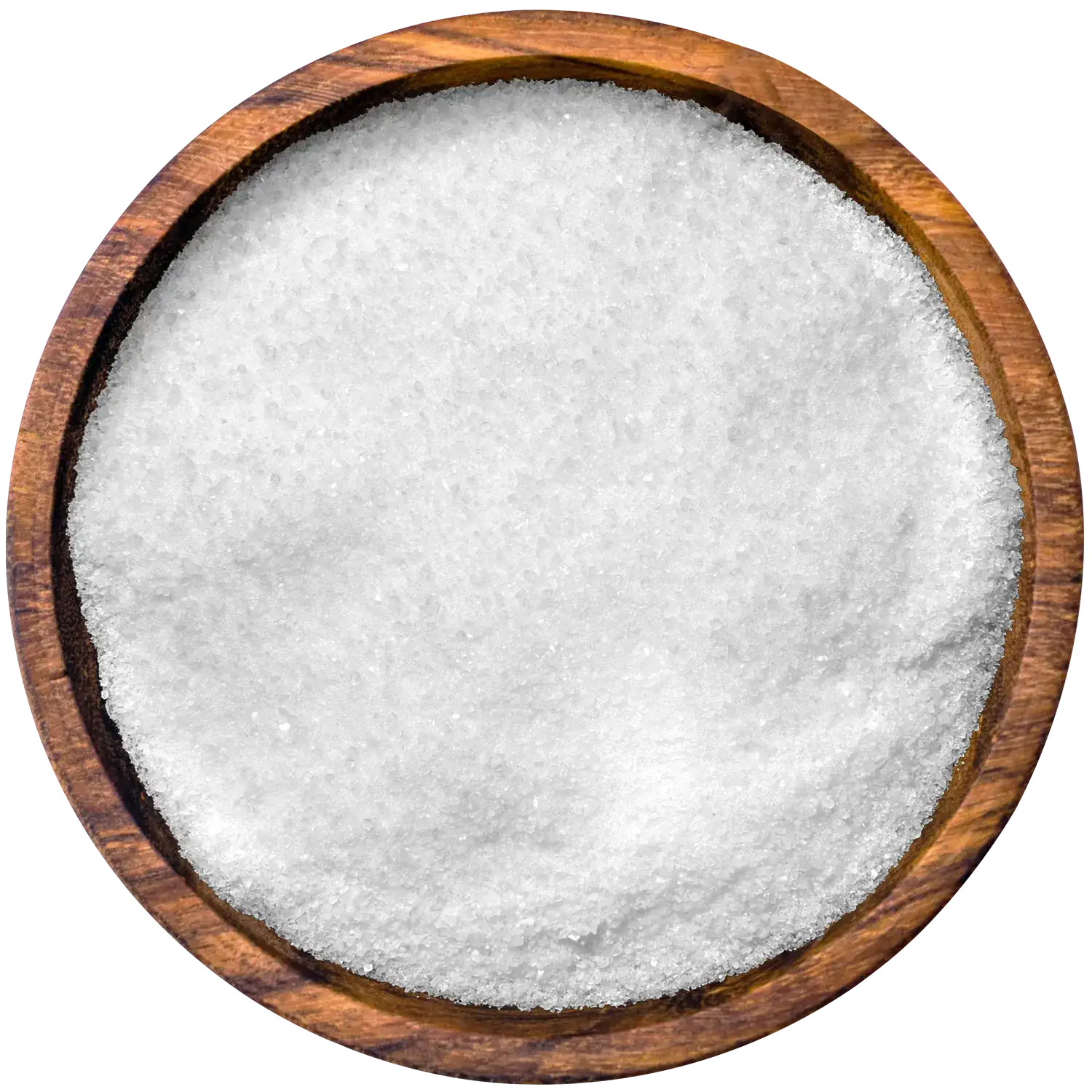 Meersalz naturbelassen, gemahlen Gemahlenes französisches Meersalz, naturbelassen, in einer Holzschale