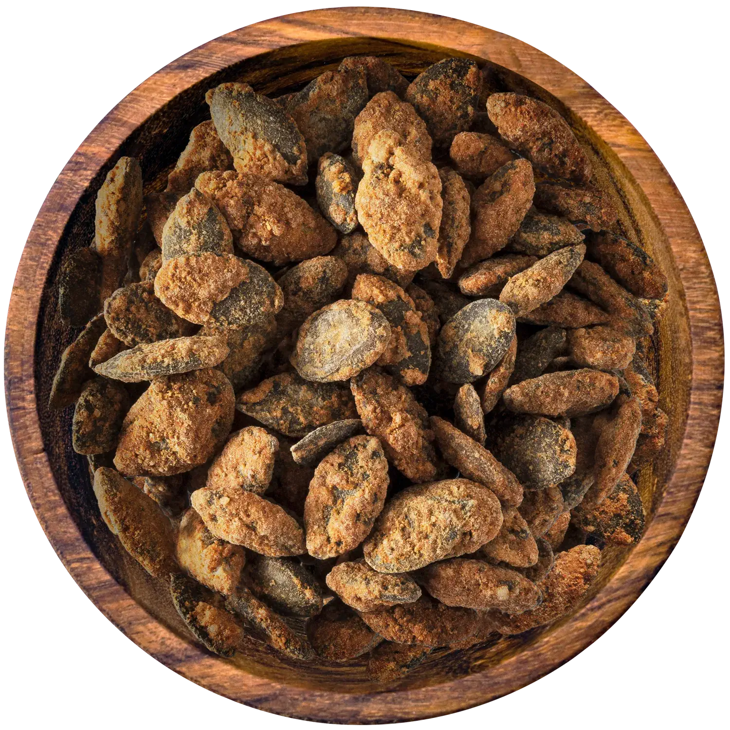 Kürbiskerne Curry Spice, geröstet Vorderansicht eines Beutels mit gerösteten Curry-Kürbiskernen