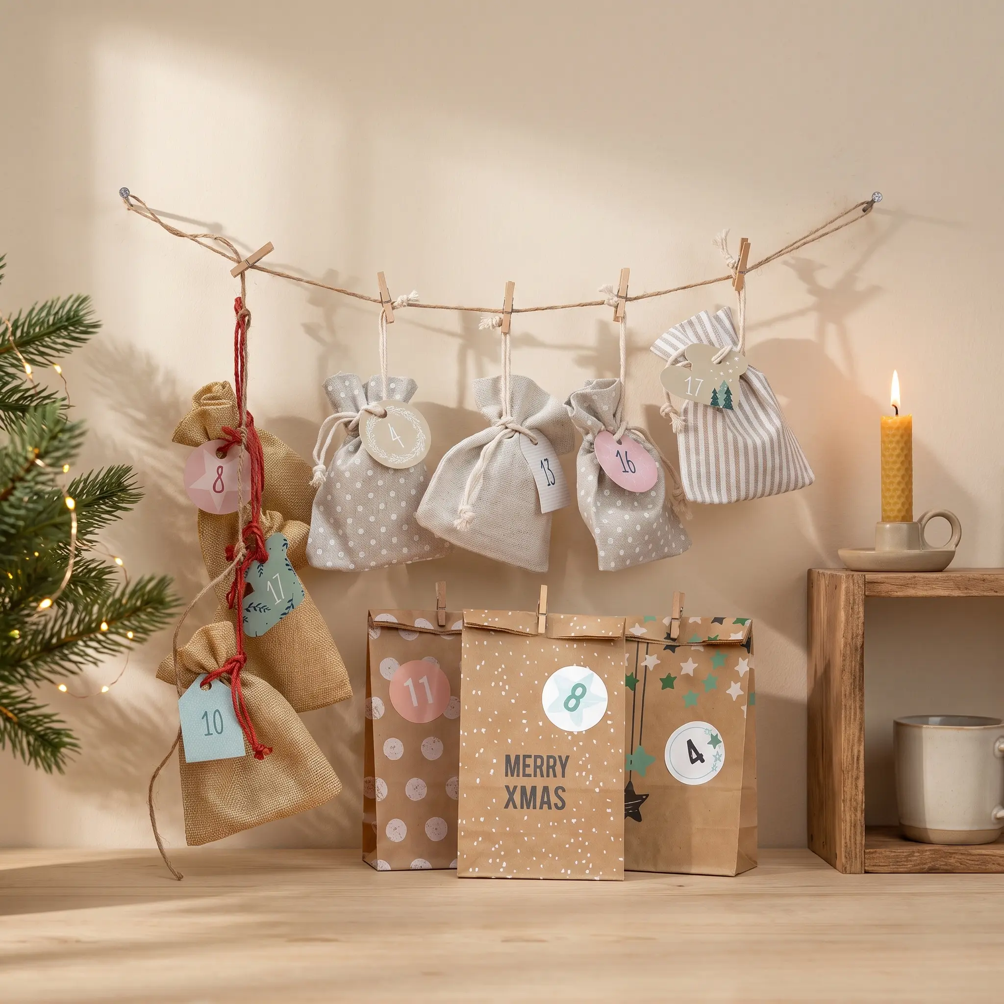 24 Papiertütchen für Adventskalender zum Selberbasteln