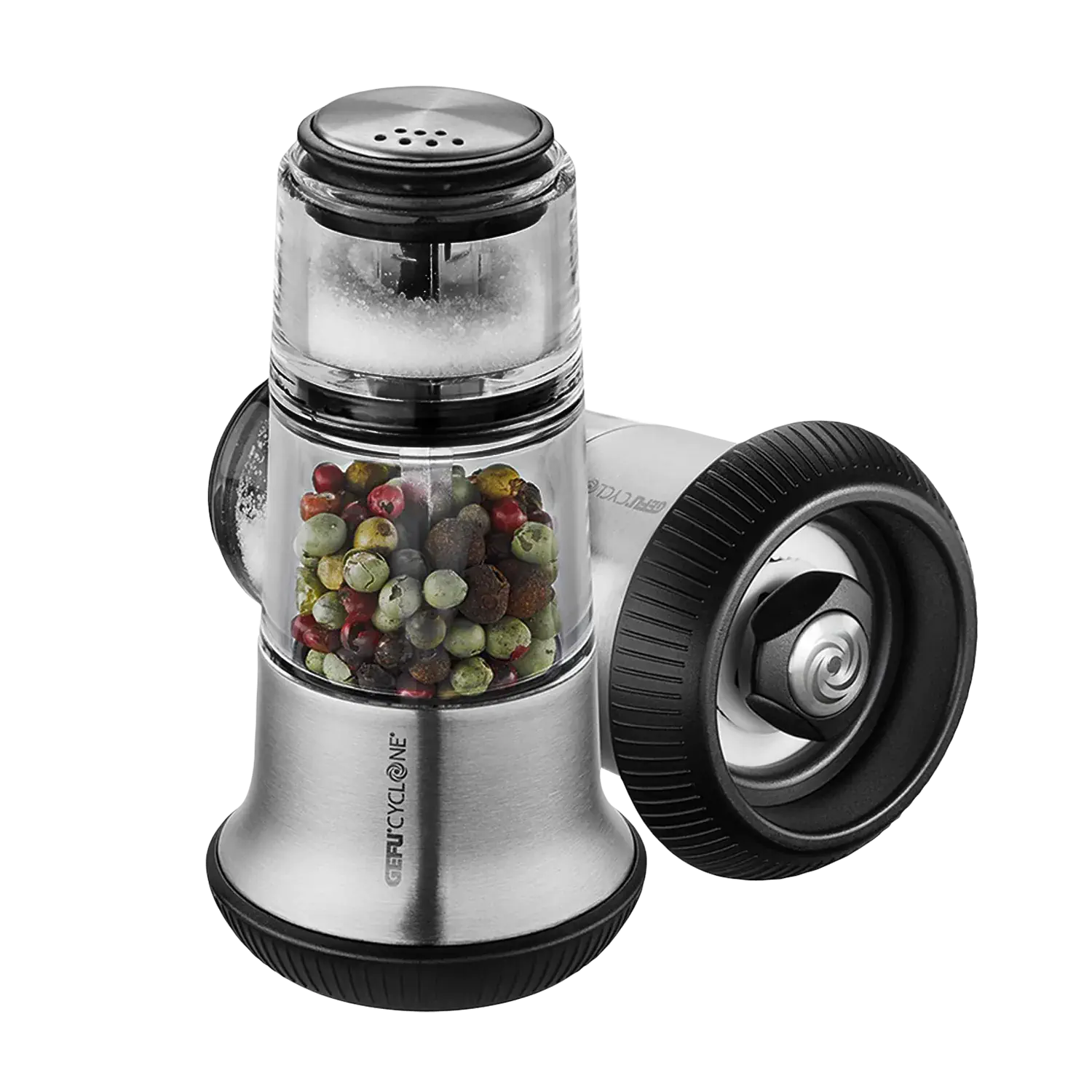 GEFU Pfeffermühle mit Salzstreuer X-PLOSION®, 10,8 cm, Edelstahl GEFU X-PLOSION S Salzstreuer aus Edelstahl