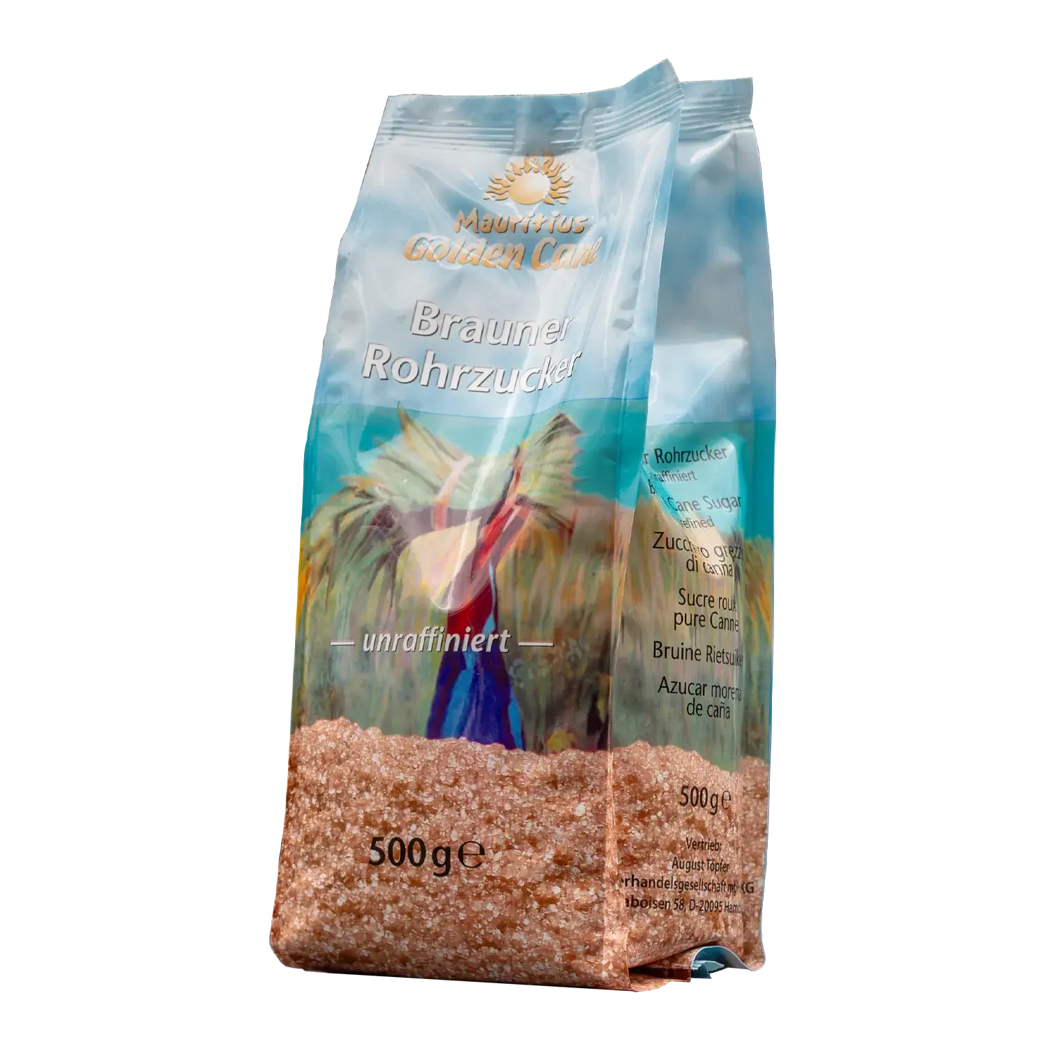 Detailansicht des braunen Rohrohrzuckers „Mauritius“