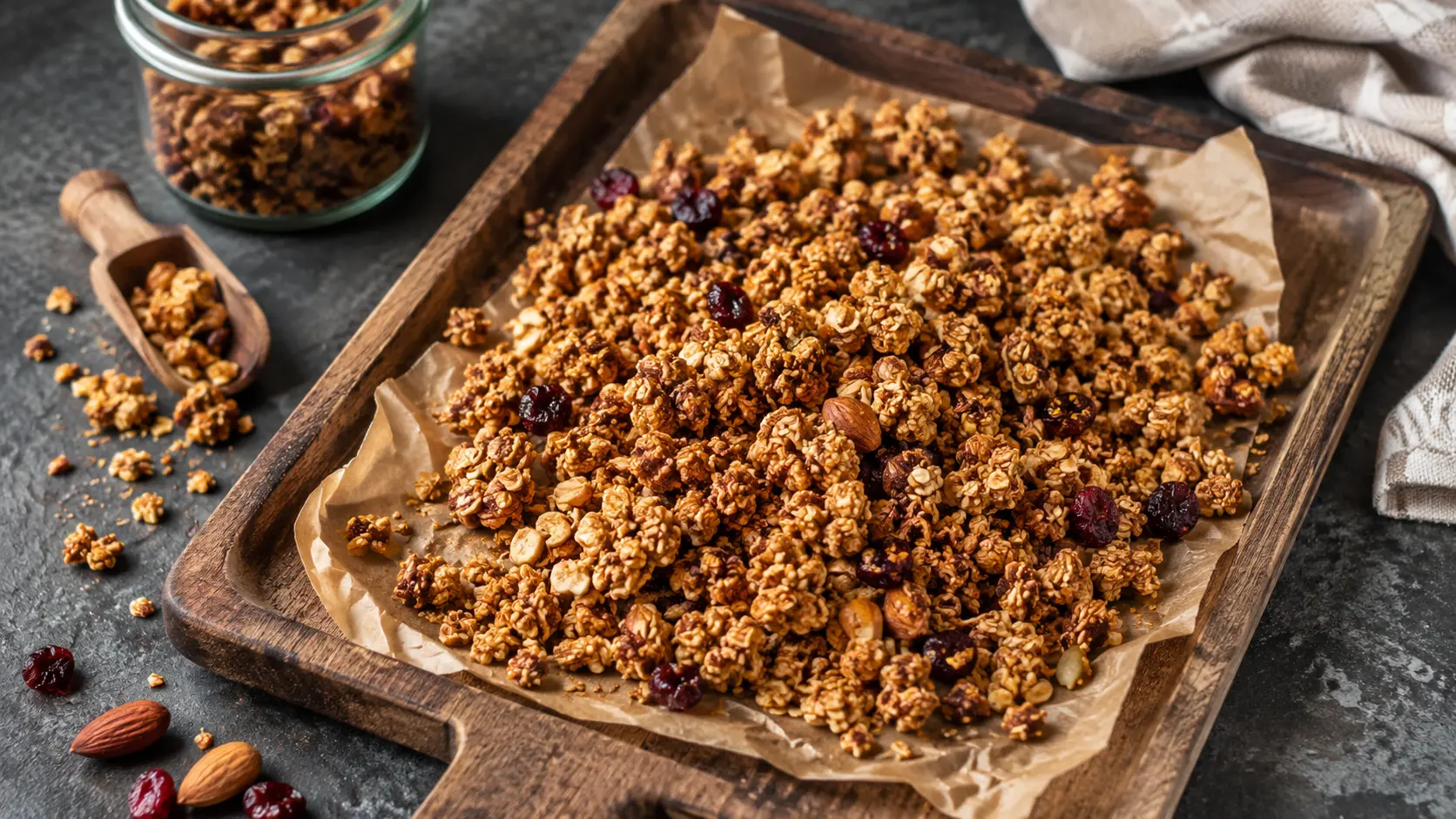 Müsli Granola Kategorie Mood Granola auf Blech