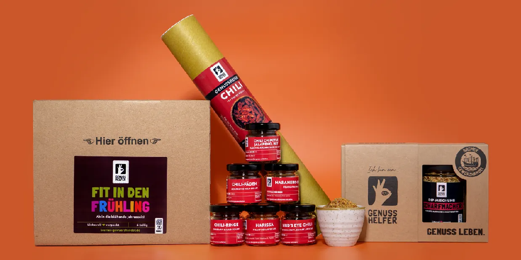 Stimmungsvolle Auswahl an Geschenkideen wie Genussboxen und Dip-Sets