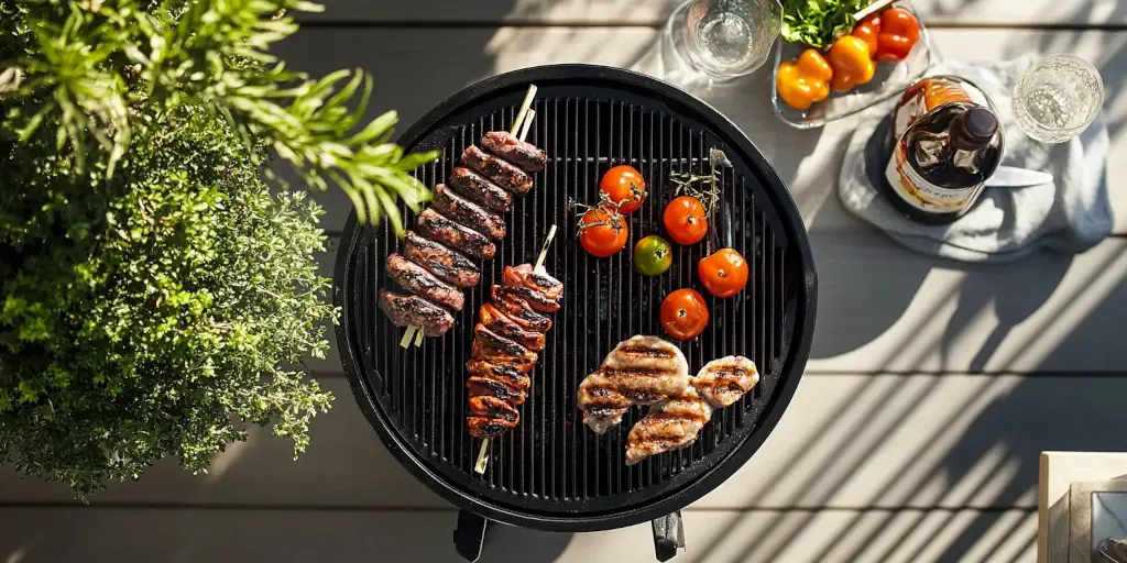 Stimmungsvolle Kachelansicht zur Grillparty-Vorbereitung