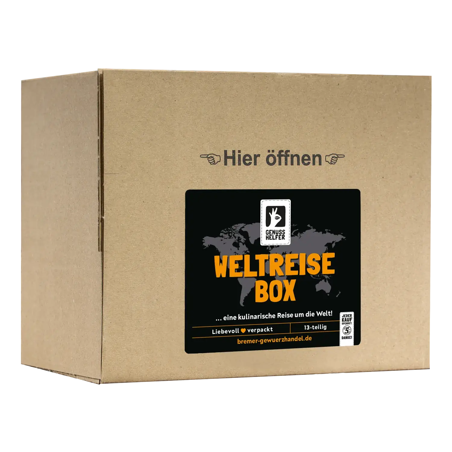Genuss-Set - Weltreise, 13 Tlg. Zusammenstellung der Artikel des Genusssets „Weltreise“, inklusive Setkarton