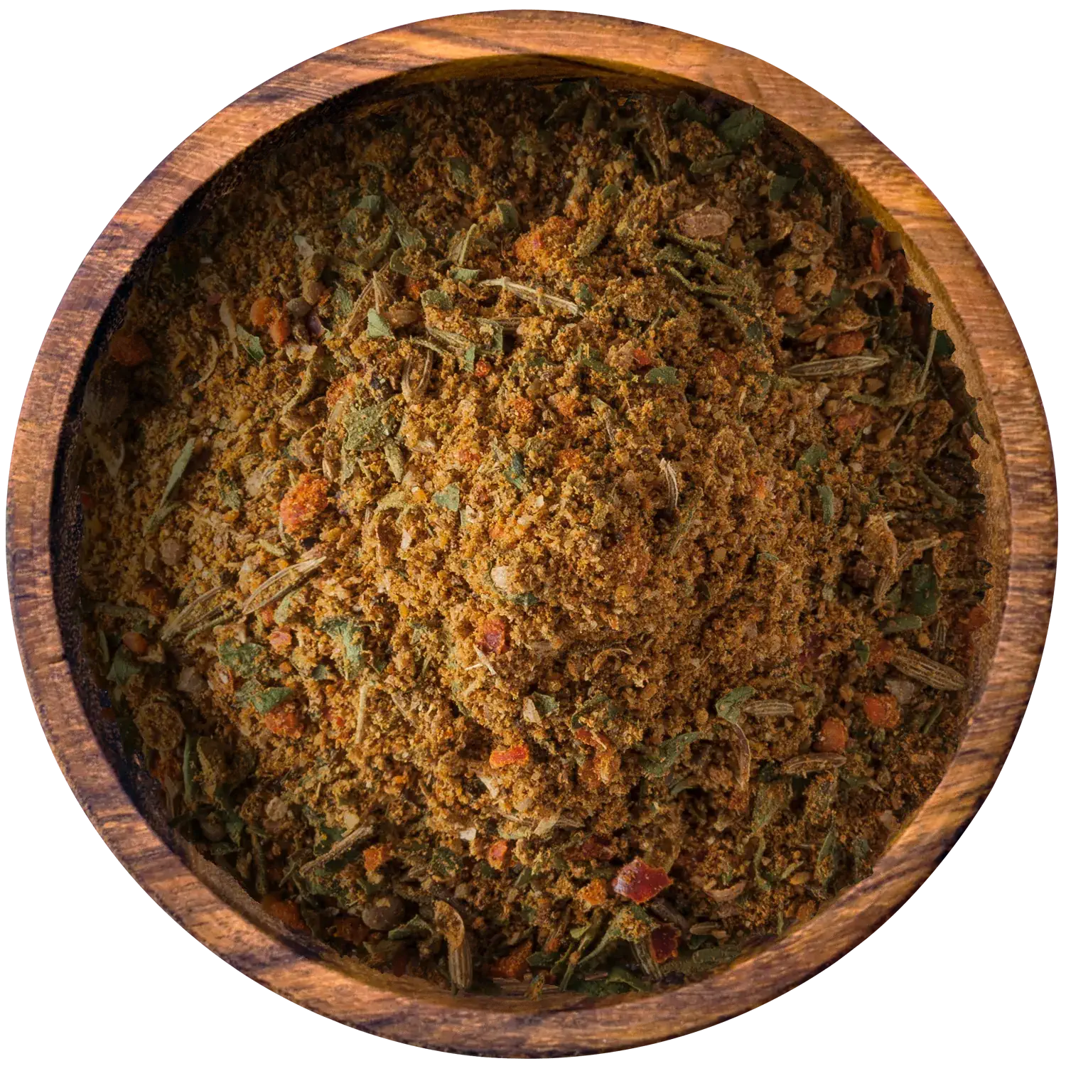 African Rub Gewürzmischung in einer Holzschale