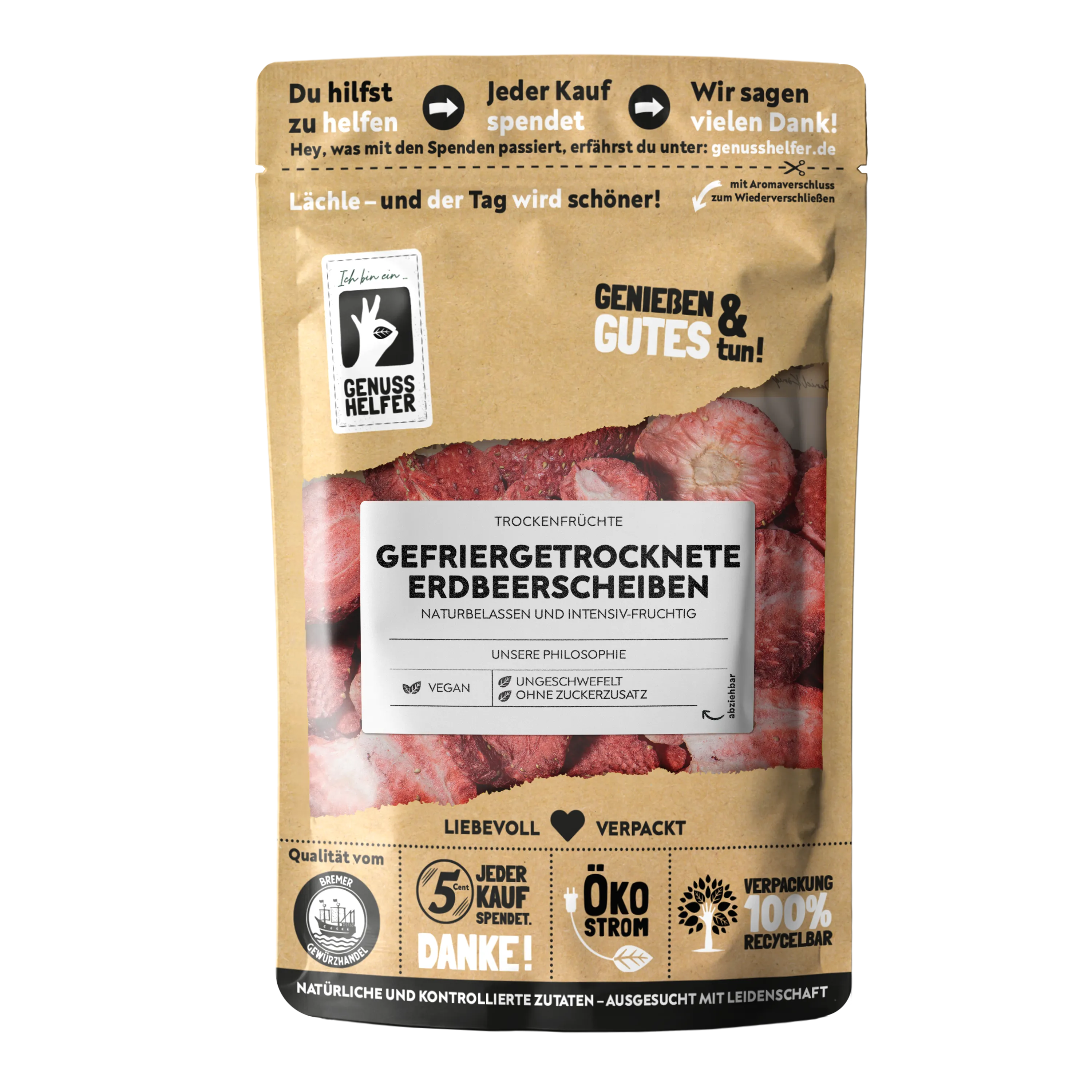 Erdbeerscheiben, gefriergetrocknet Erdbeerscheiben, gefriergetrocknet