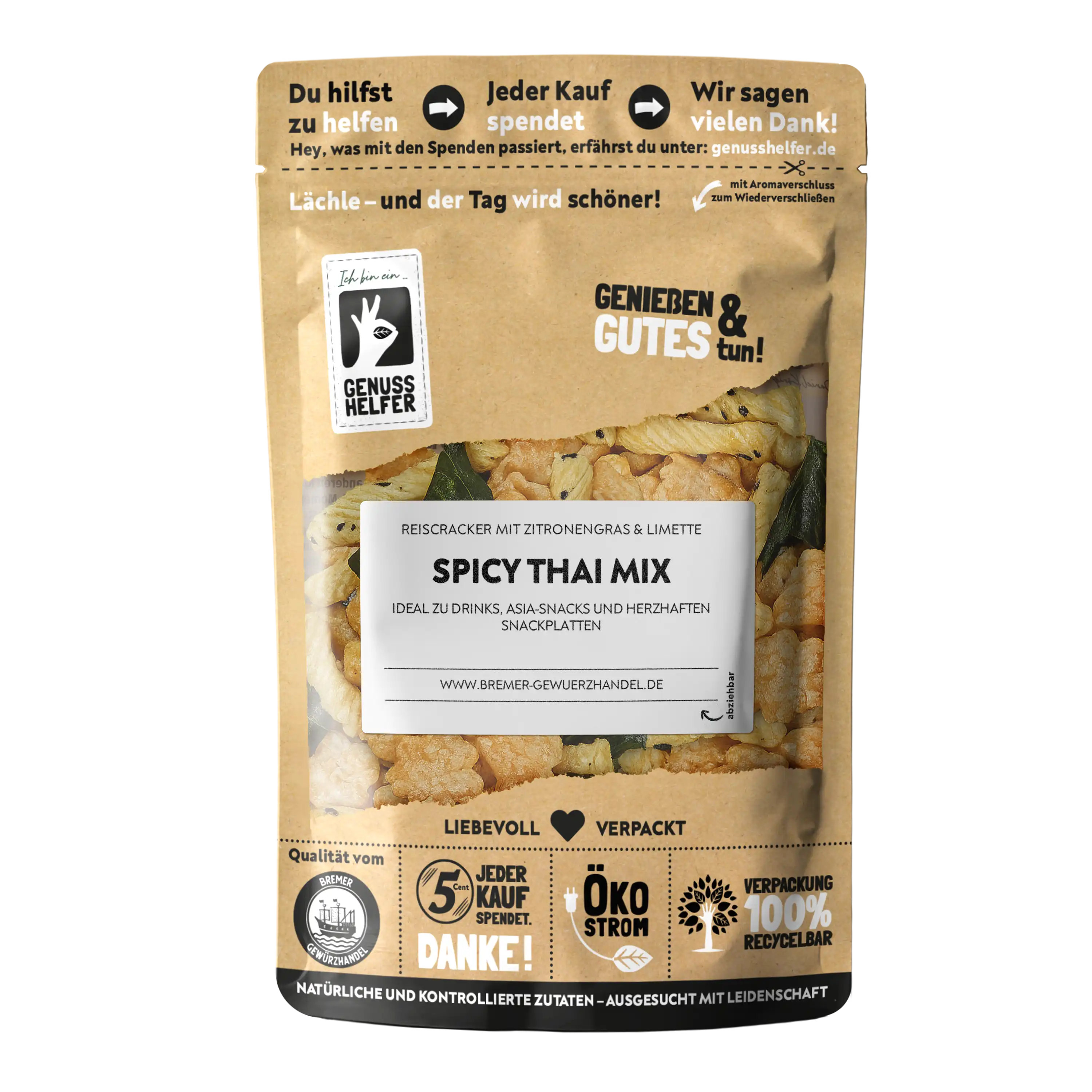 Spicy Thai Mix, Reiscracker mit Zitronengras & Limette