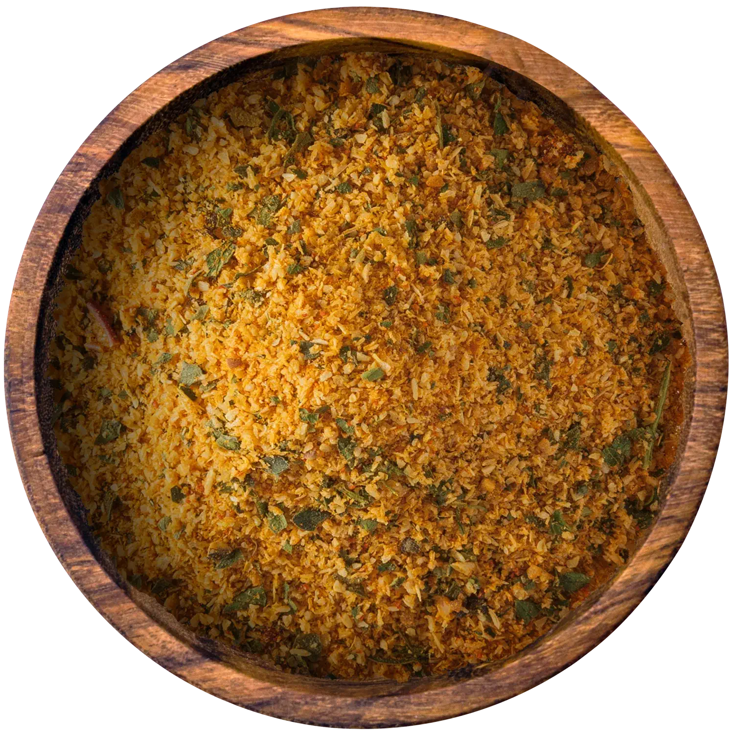Gemahlenes Paella-Gewürz in einer Holzschale