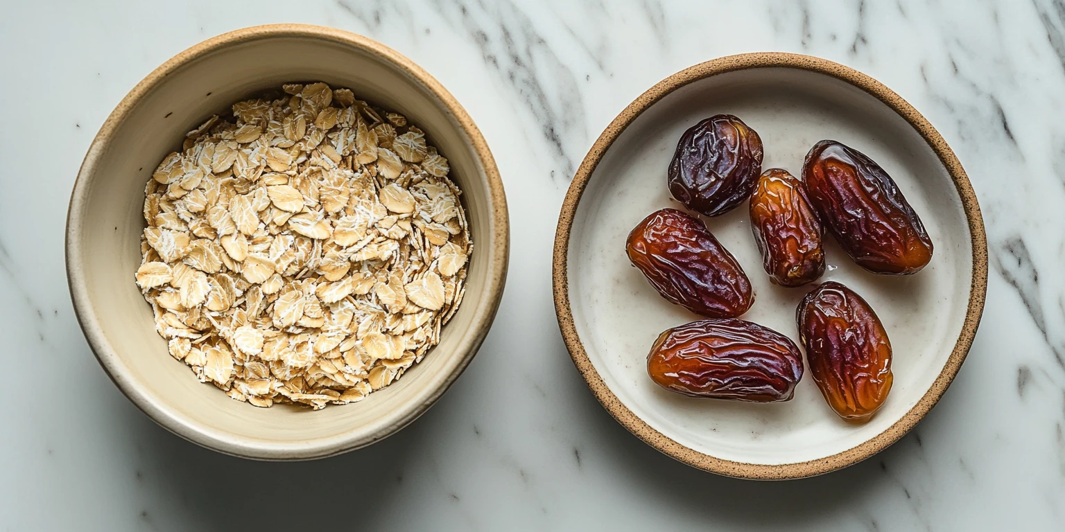 Müsli mit Haferflocken und Medjool-Datteln zubereitet