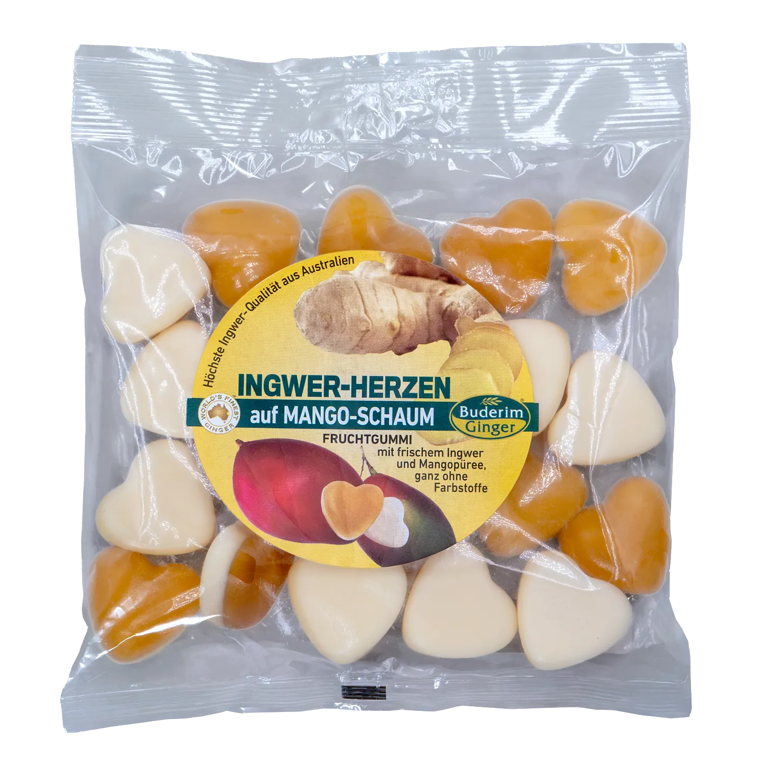 Ingwer-Herzen auf Mangoschaum