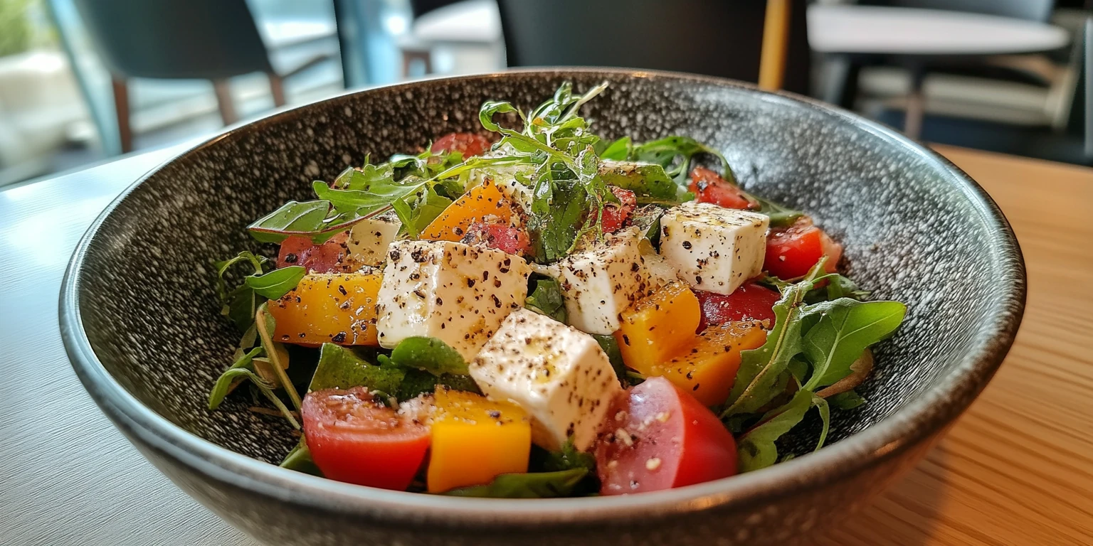 Frischer Salat mit gerebelter griechischer Kräutermischung verfeinert