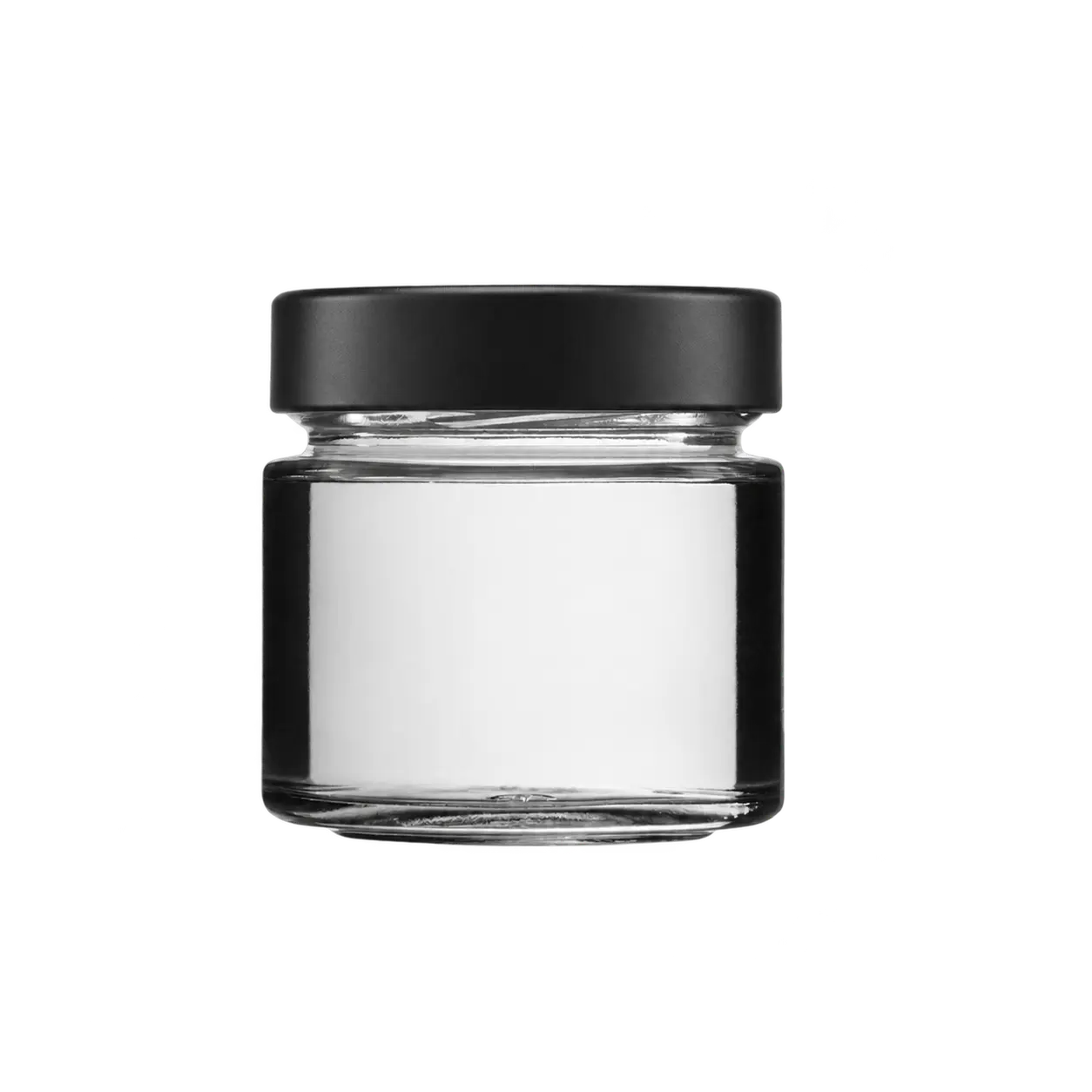 Schraubglas transparent, schwarzer Deckel, 125ml, 6er-Set