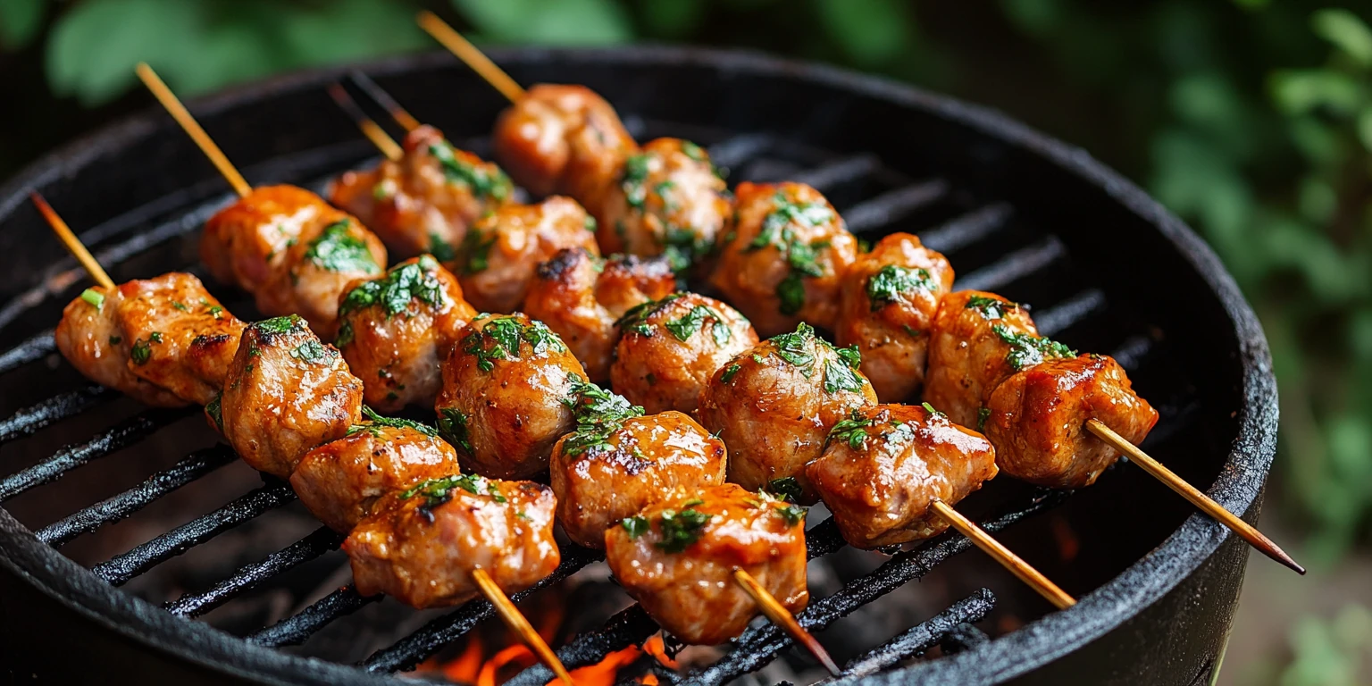 Marinierte Grillspieße mit Fleisch Griller Gewürzmischung gewürzt