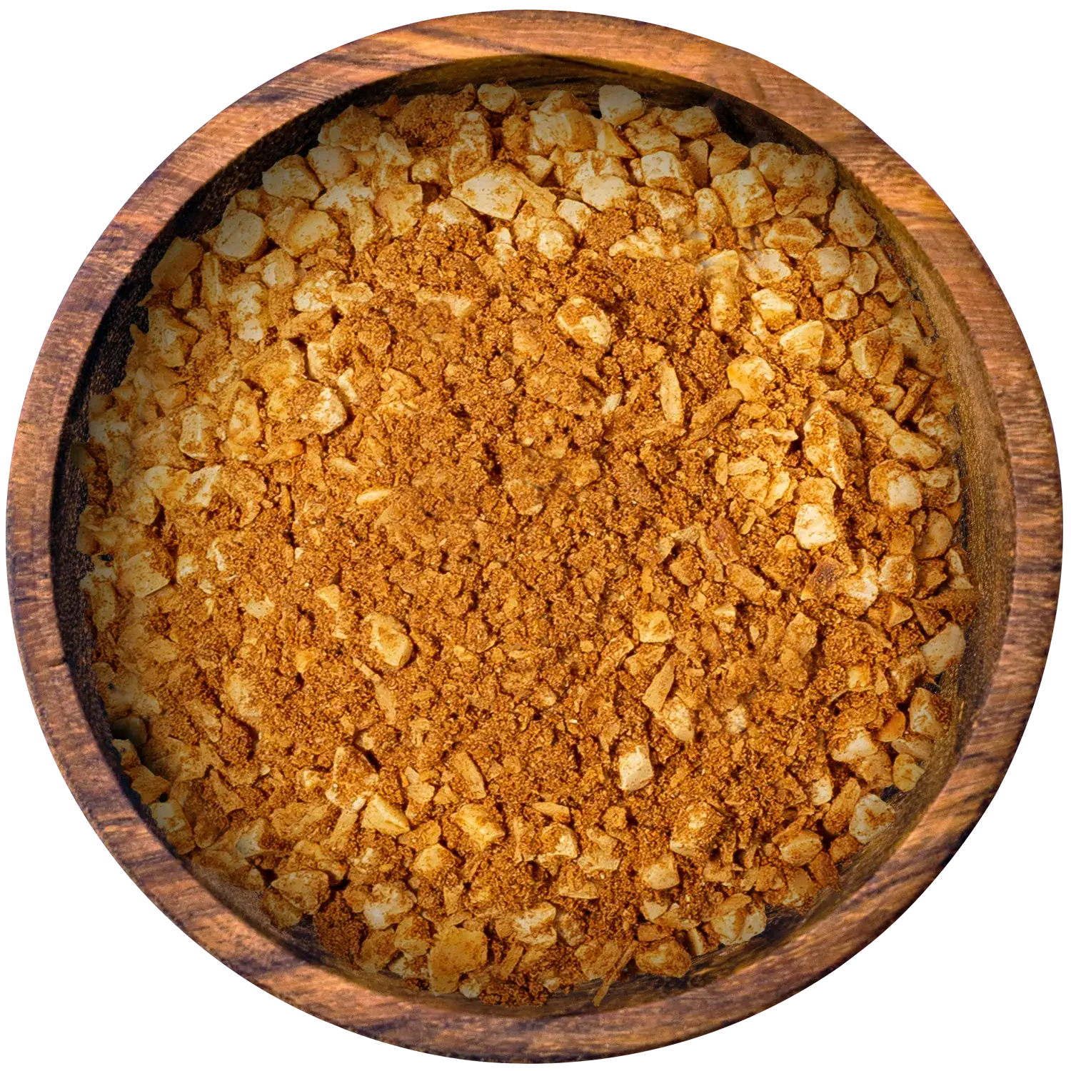 Oatmeal Spice Topping in einer Holzschale