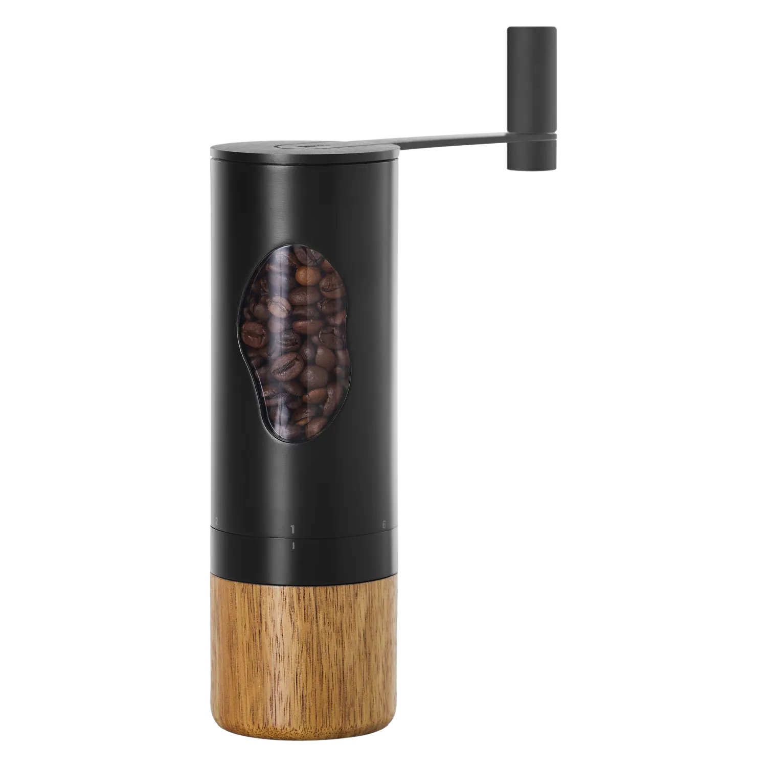 AdHoc Kaffeemühle Mrs. Bean, 21,5 cm, Edelstahl/Akazienholz/Acryl, schwarz