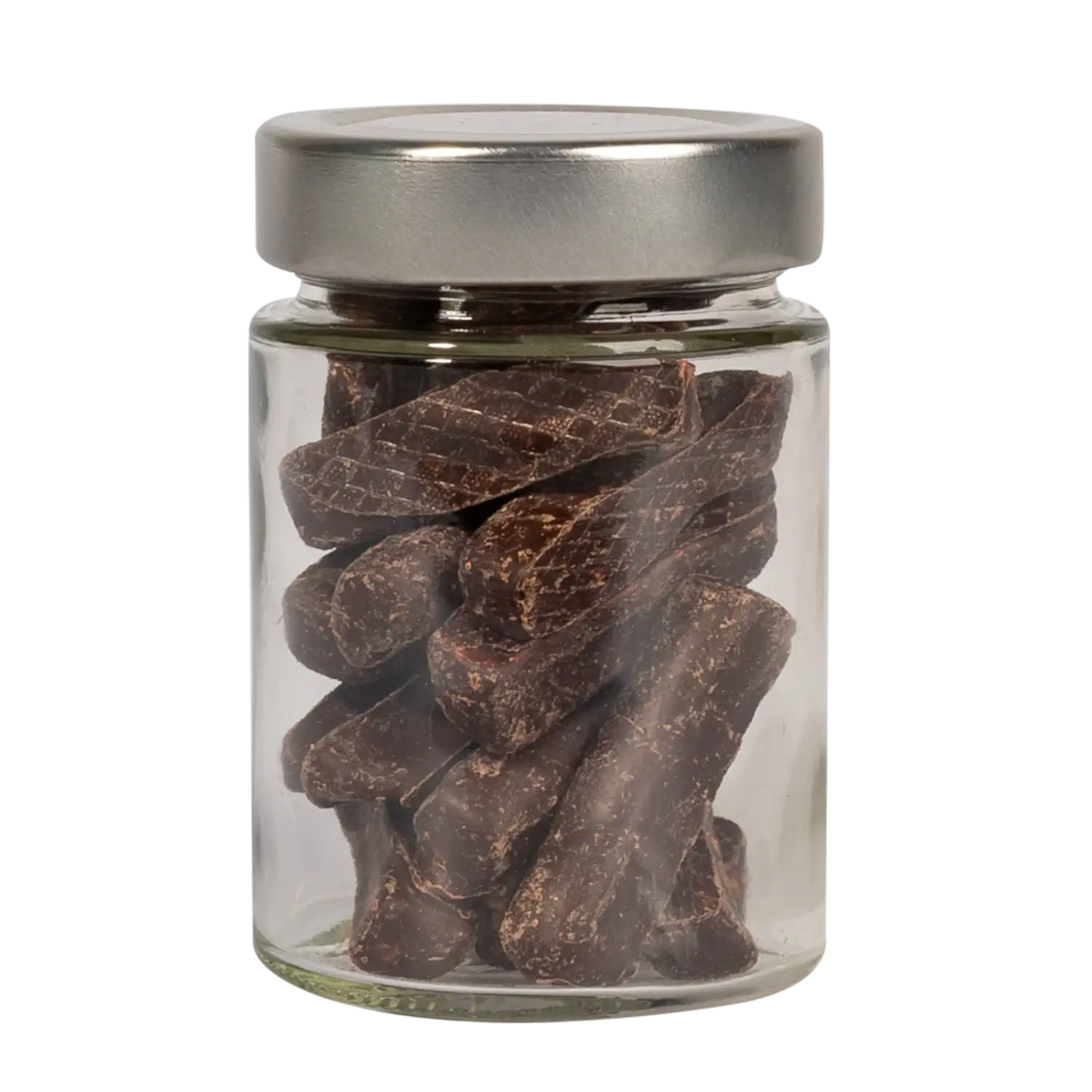 Geschenkglas: Ingwer Zartbitter Schokis Saisonale Darstellung der Zartbitterschokis mit Ingwer