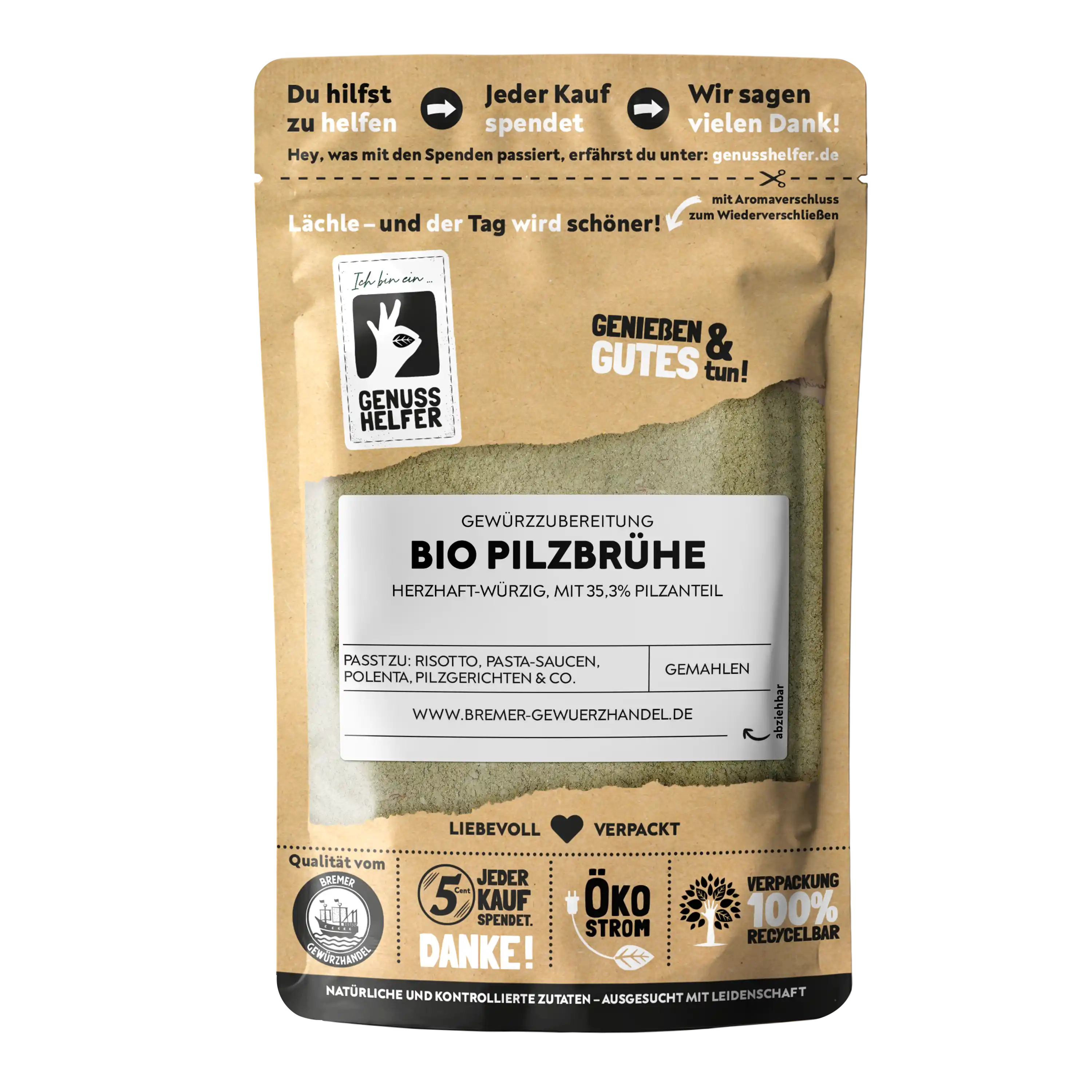 Pilzbrühe, Streuwürze BIO, gemahlen