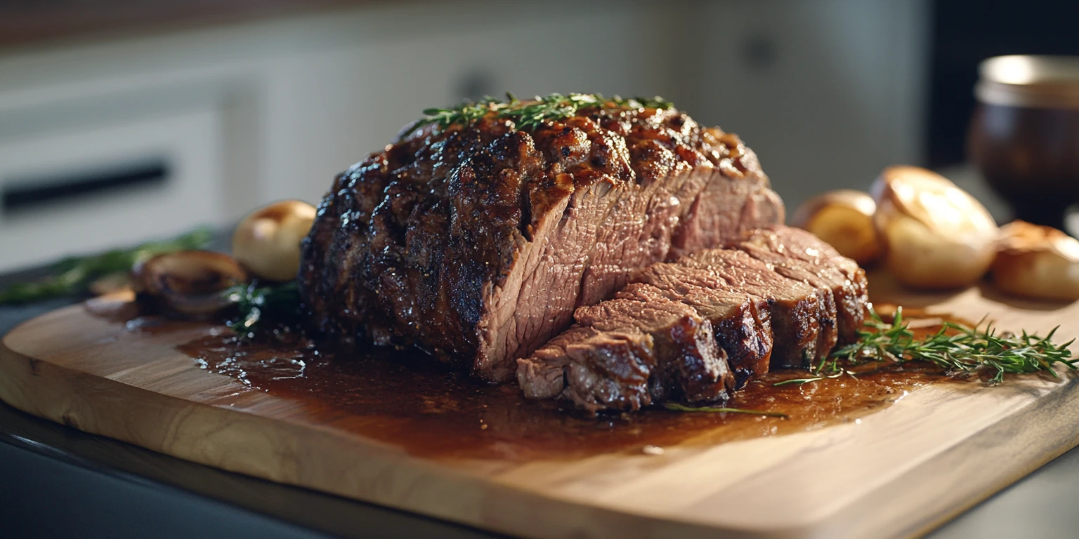 Schmorbraten mit gerebeltem Liebstöckel abgeschmeckt