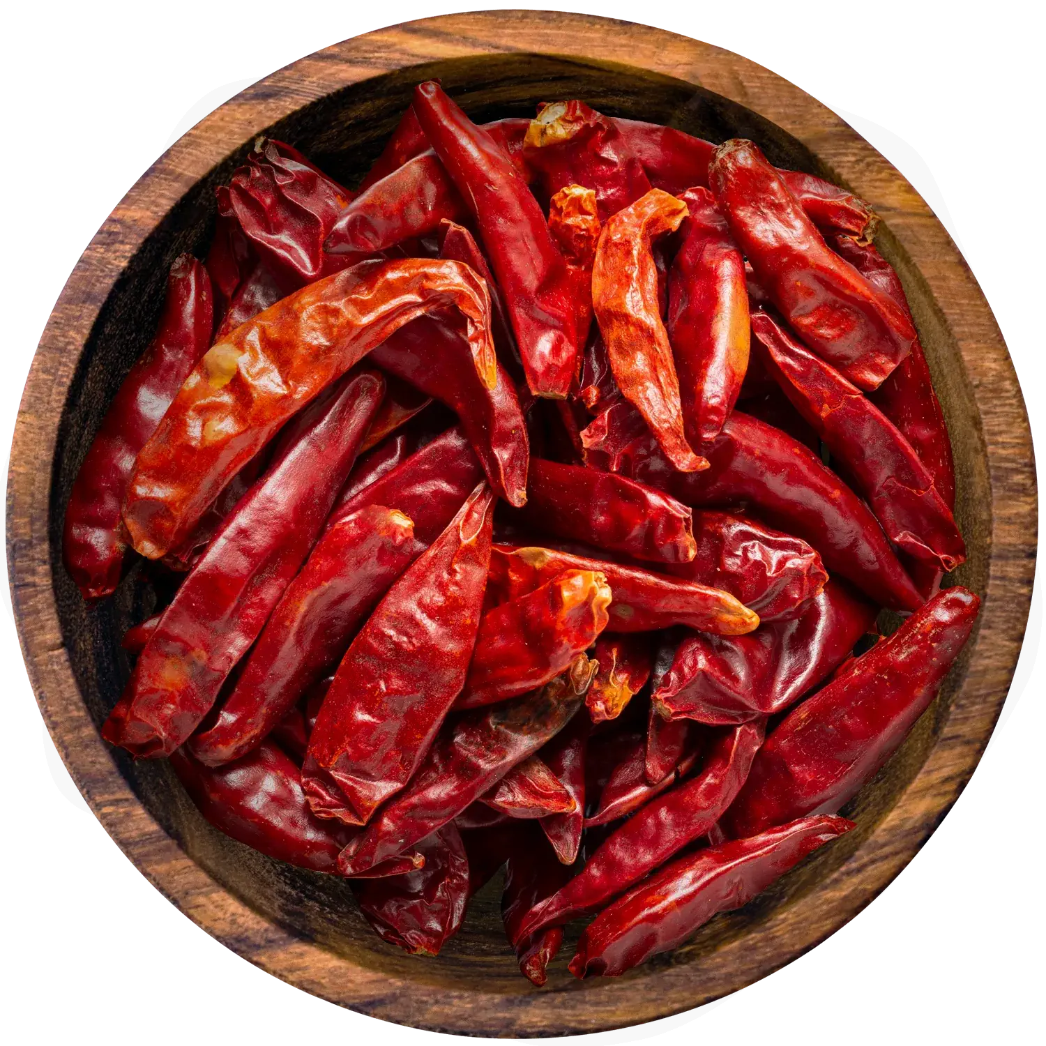 Chilis, ganz Vorderansicht eines Beutels mit ganzen Chilis