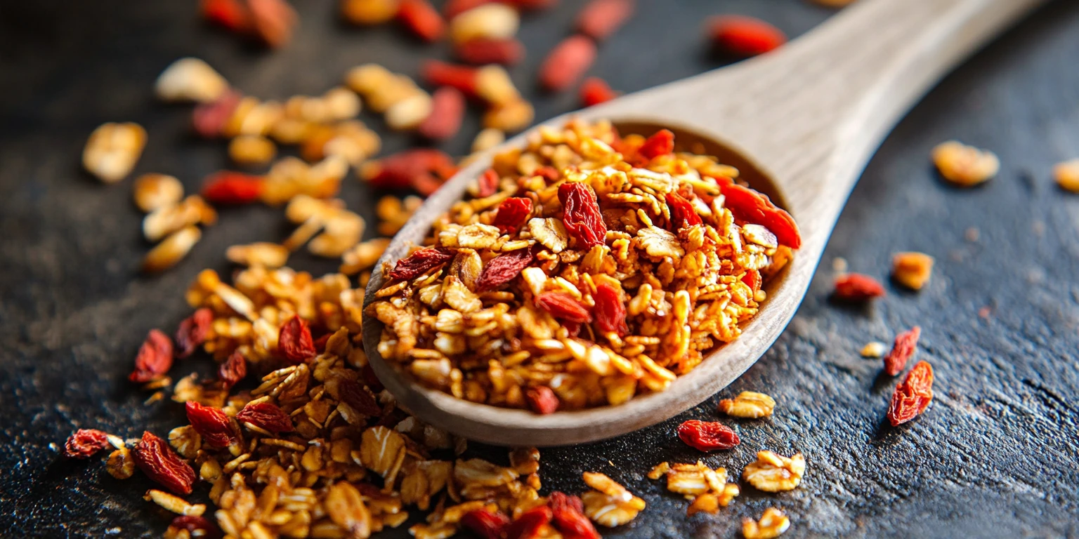 Müsli mit getrockneten Goji-Beeren verfeinert