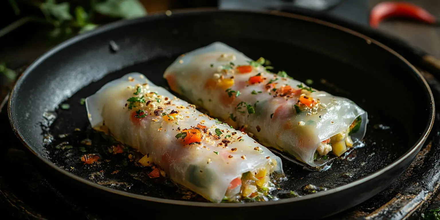 Vietnamesische Pizza aus Reispapier Vietnamesische Pizza aus Reispapier