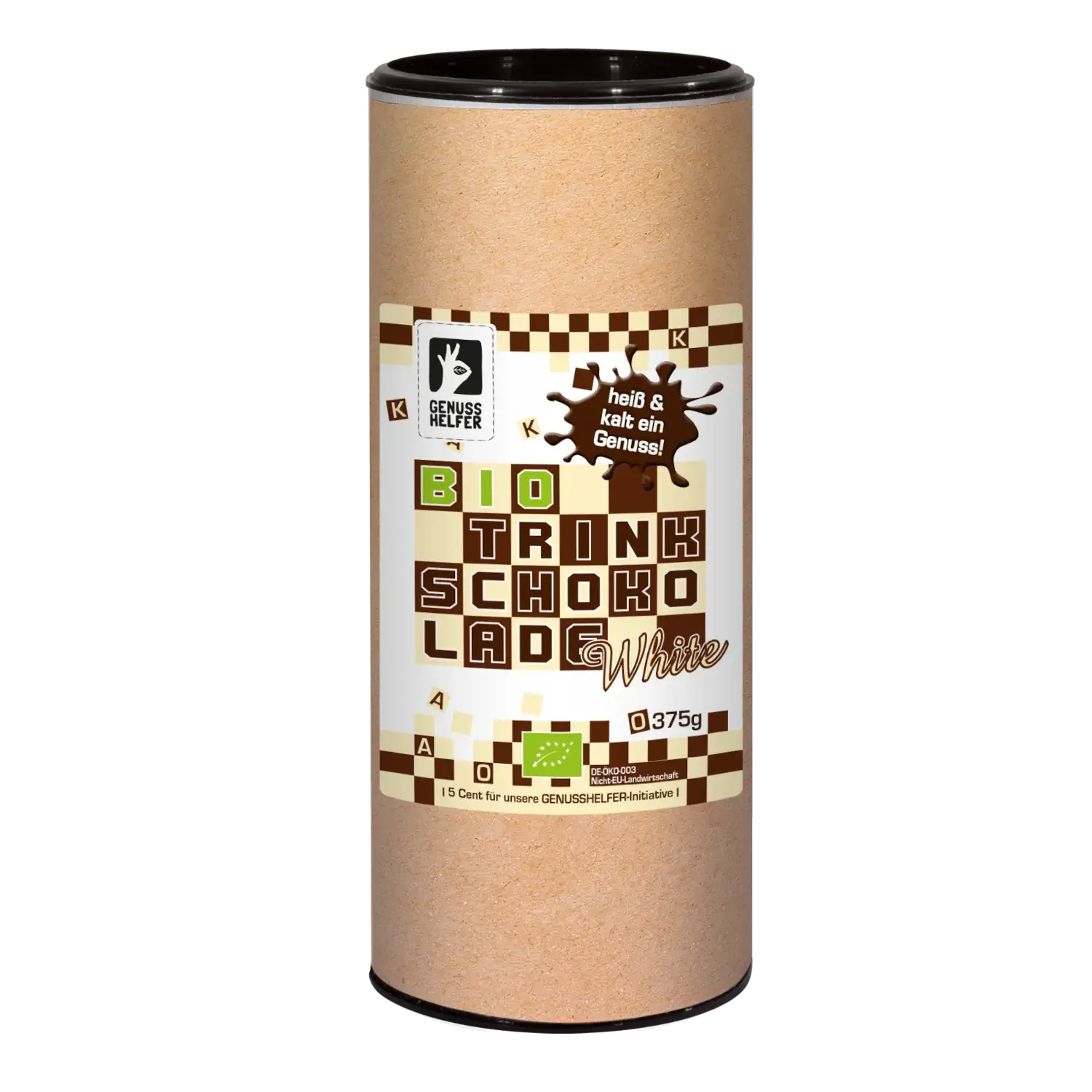 Kakao Trinkschokolade White Chocolate, BIO Weiße Bio-Trinkschokolade auf Kakaobasis in einer Kartonrolle