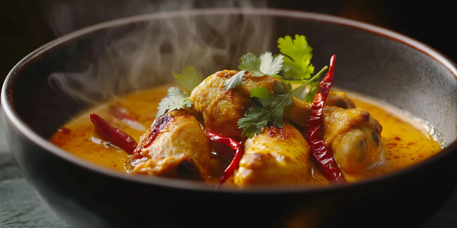 Hähnchencurry mit Java-Gewürzmischung aromatisch serviert