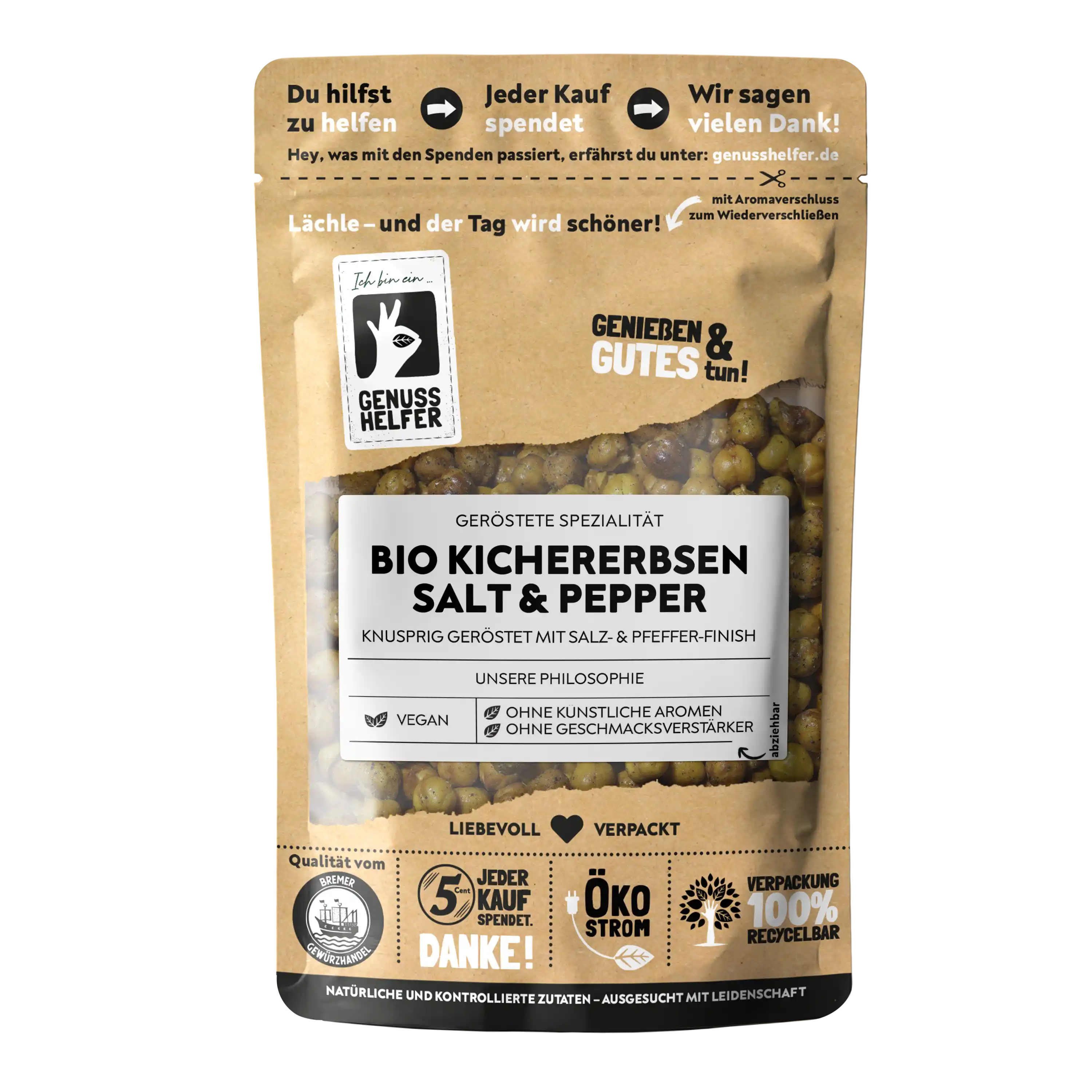 BIO Kichererbsen geröstet, Salt & Pepper