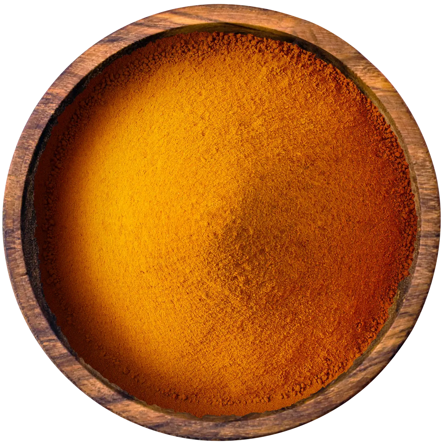Gemahlene Bio-Hagebuttenschalen in einer Holzschale
