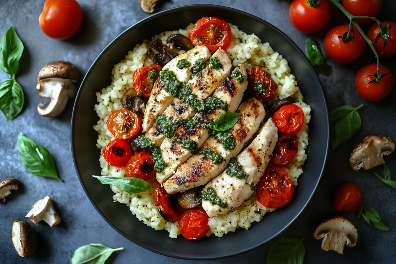 Blumenkohl-Risotto mit Zitronen-Hähnchen