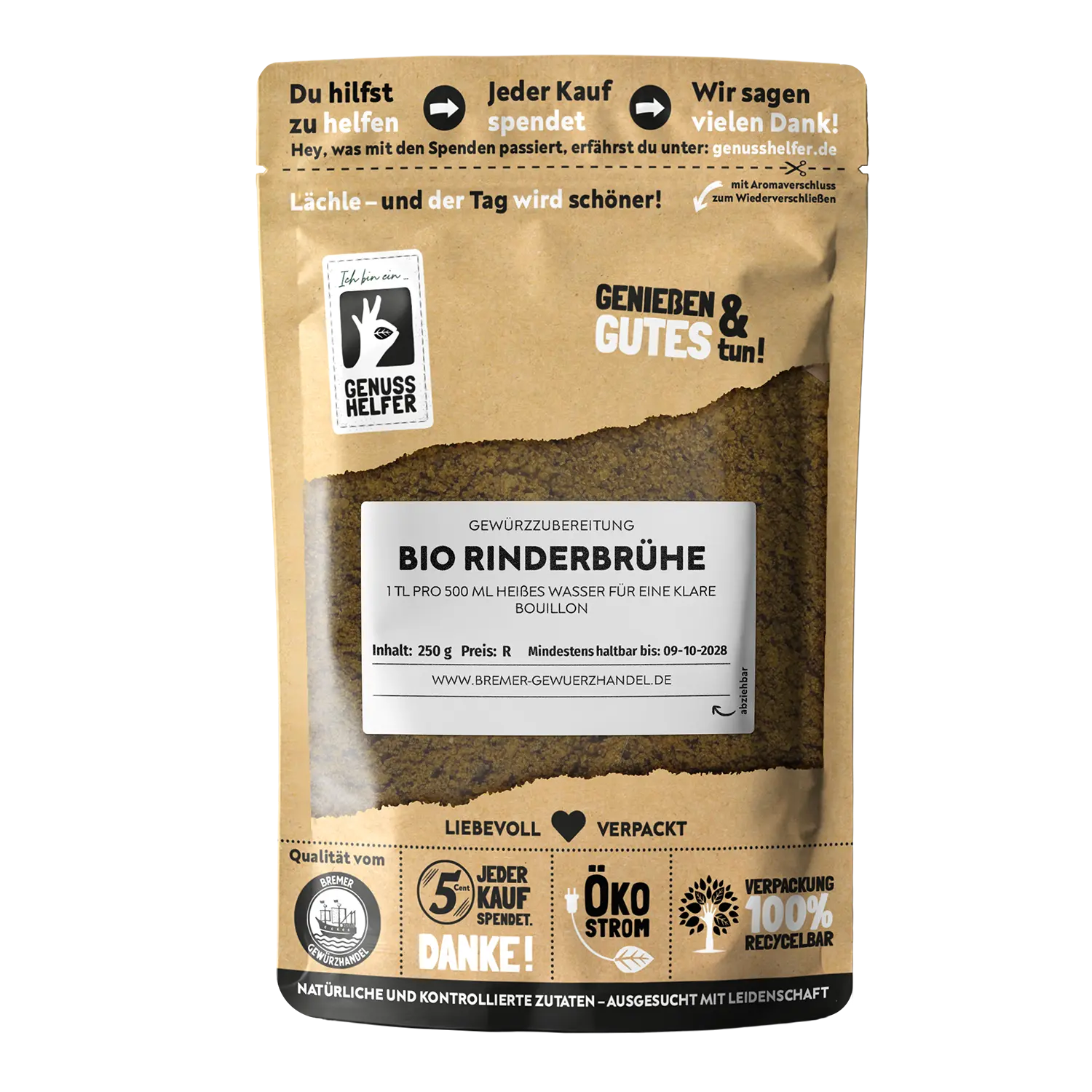 Rinderbrühe, Streuwürze BIO, gemahlen
