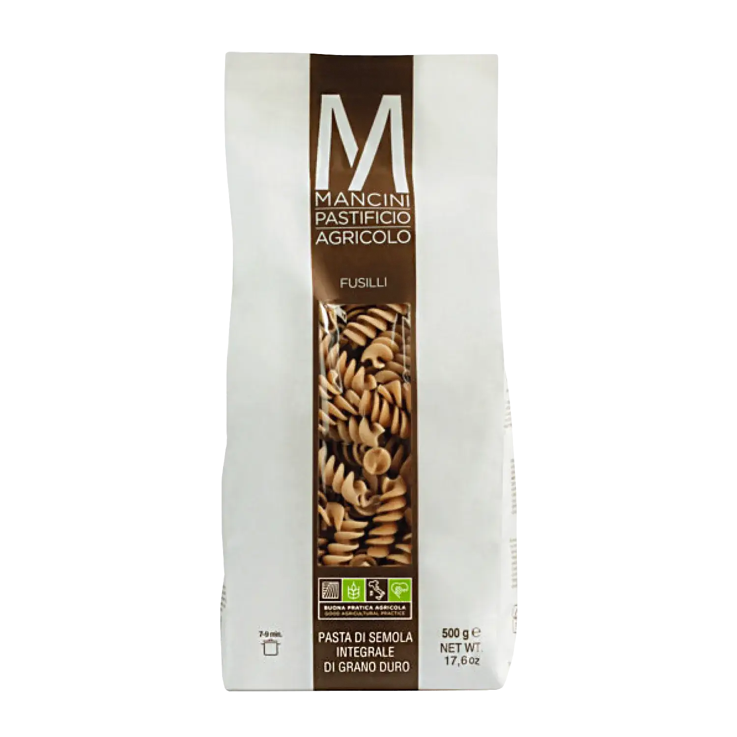 Vollkorn-Fusilli Integrale 500g, Pasta Mancini Vollkorn-Fusilli (Integrali) in der Originalverpackung (500 g)
