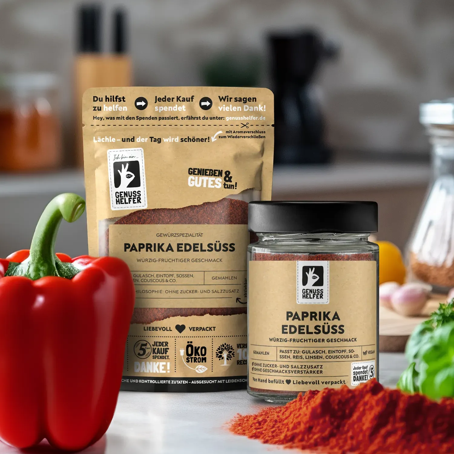 Präsentation von edelsüßem Paprikapulver