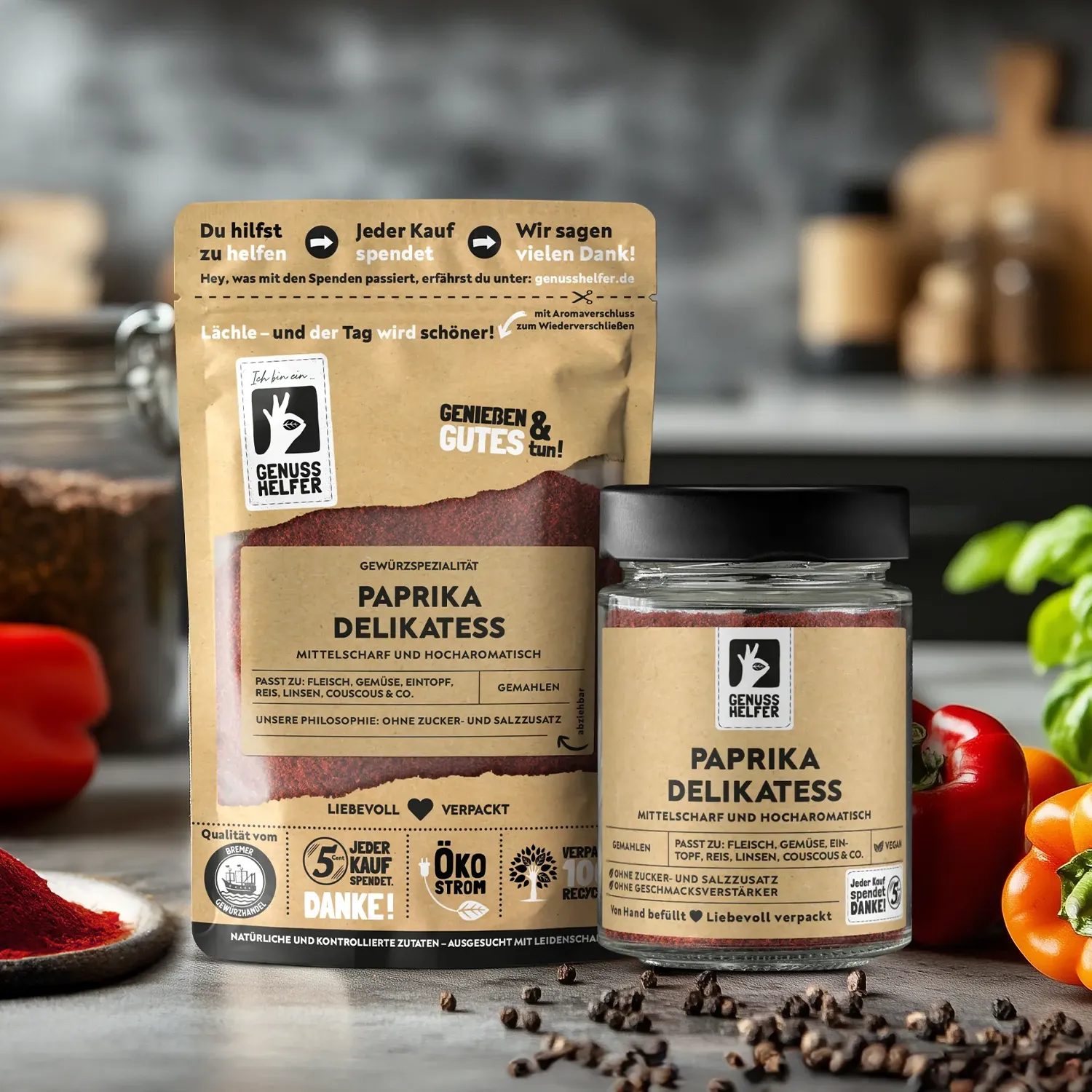 Präsentation von delikatess-gemahlenem Paprikapulver