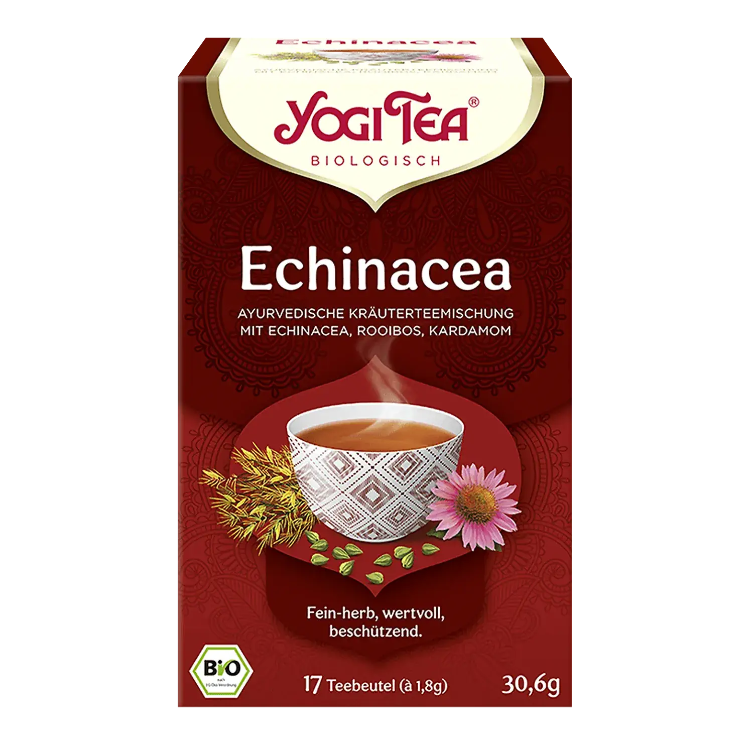 YOGI TEA® Echinacea, vormals Aura Tee, BIO Yogi Tea „Echinacea“ – Pappschachtel mit Teebeuteln
