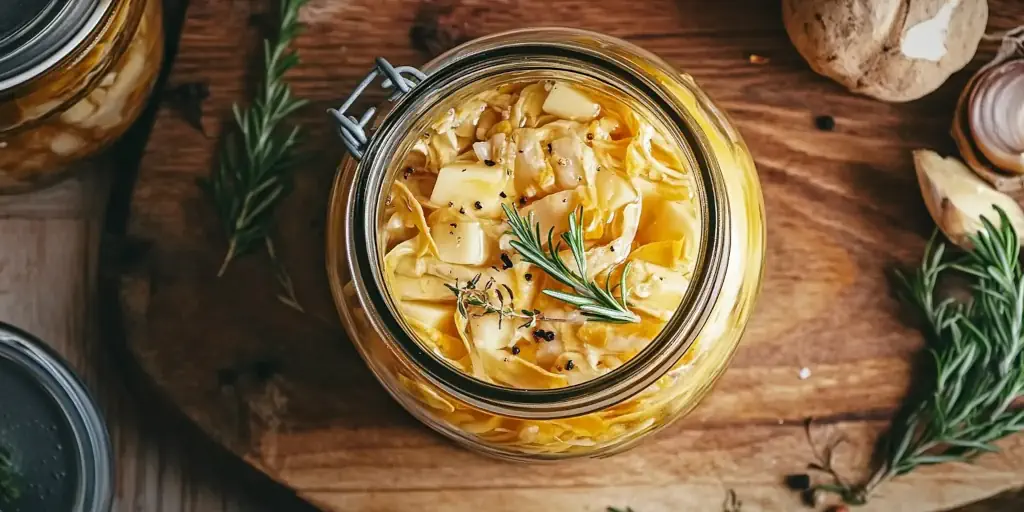 Kachelansicht mit verschiedenen fermentierten Lebensmitteln