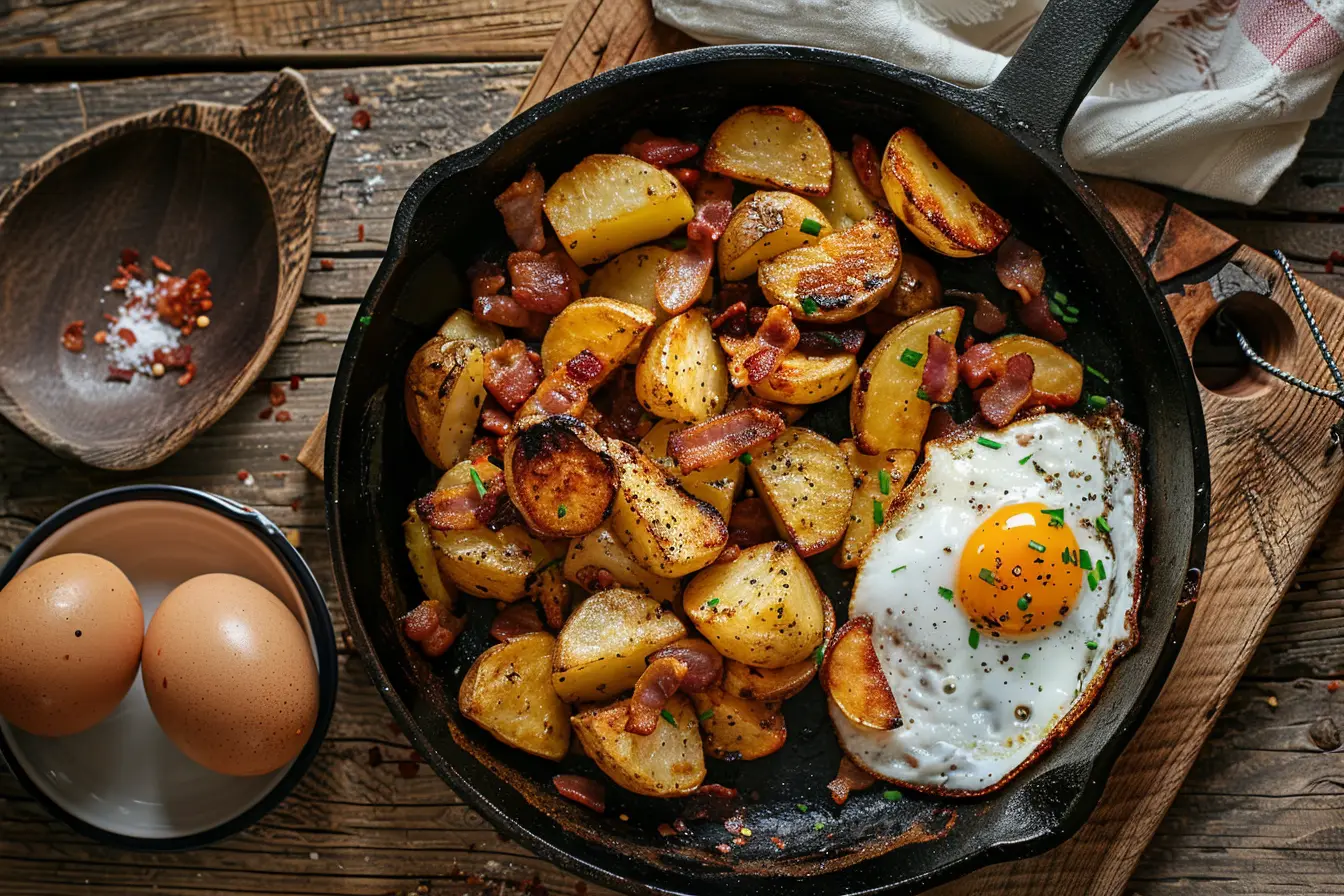Tiroler Gröstl Rezept Österreichisch Bratkarttoffeln mit Speck und Spiegelei