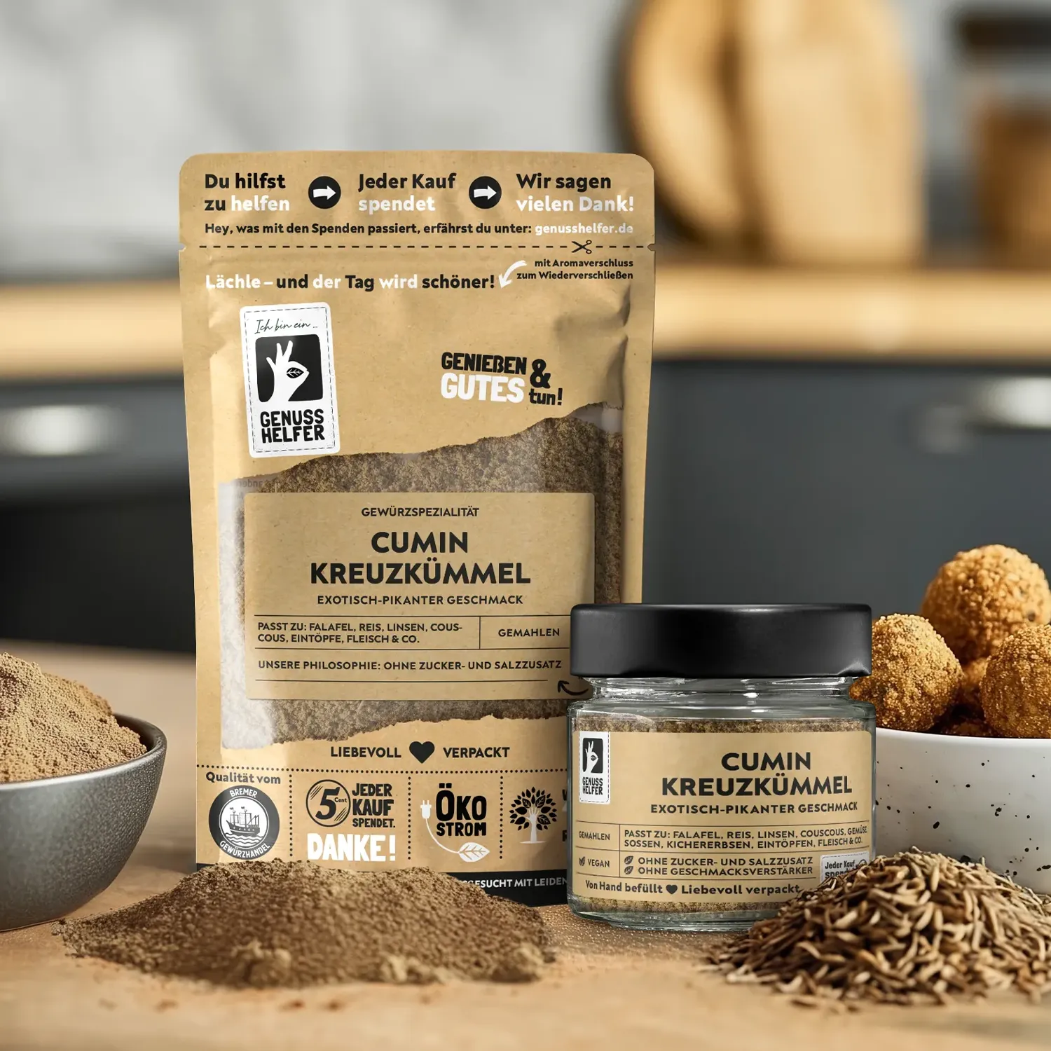 Präsentation von gemahlenem Kreuzkümmel (Cumin)
