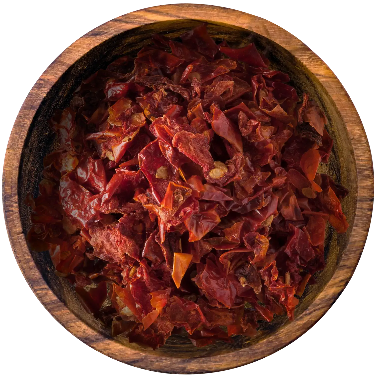 Tomatenflocken, geschnitten Vorderansicht eines Beutels mit geschnittenen Tomatenflocken
