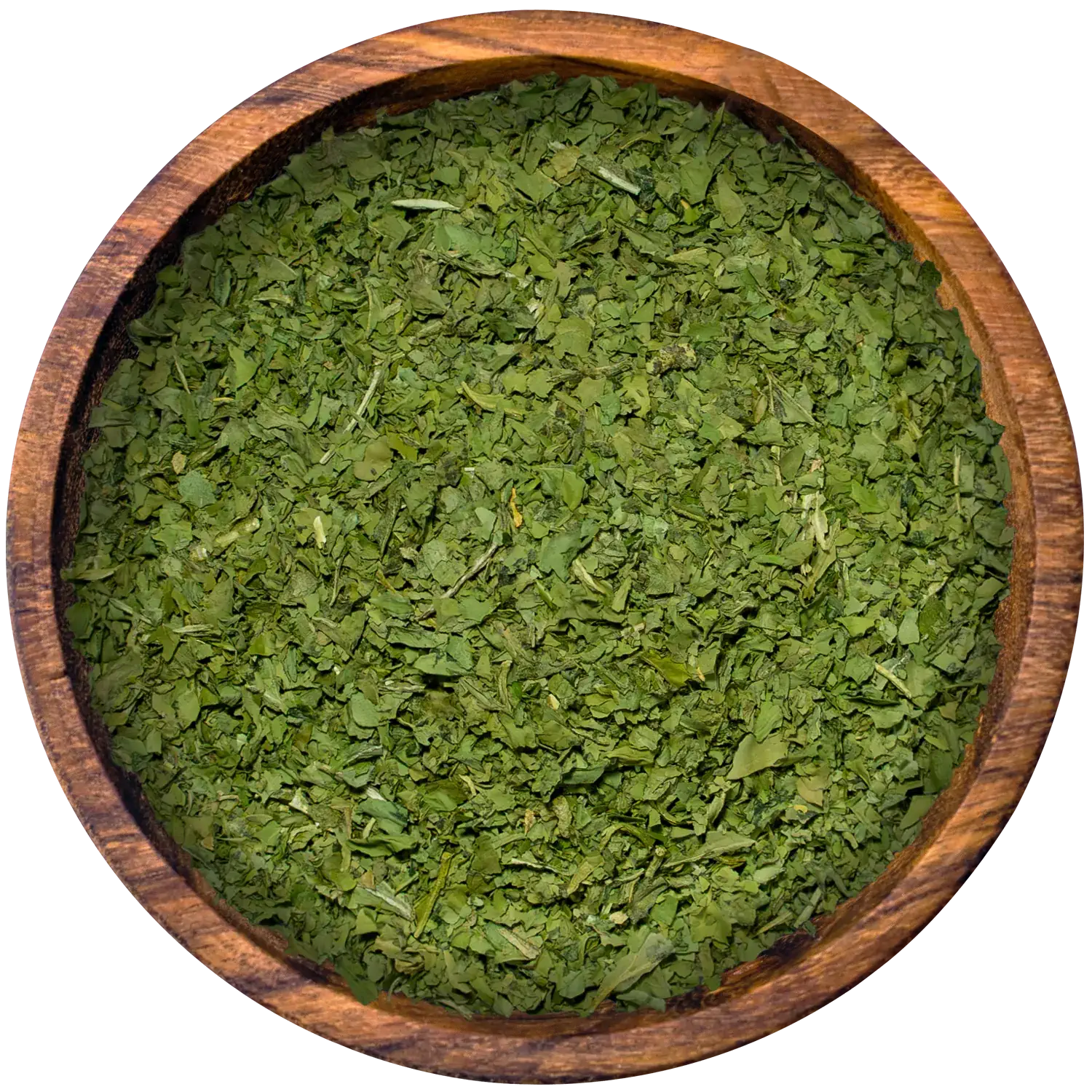 Gerebelter Rucola in einer Holzschale