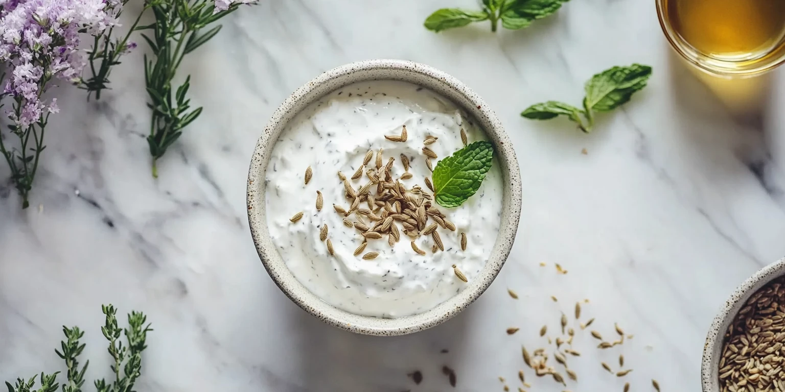 Joghurt-Minz-Dip mit ganzem Kreuzkümmel verfeinert