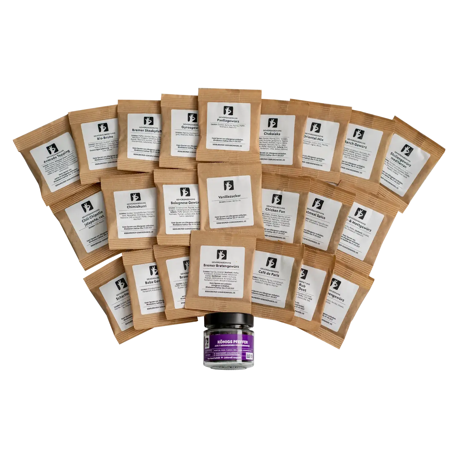 Adventskalender-Set Gewürze, 24 Teile, zum Selbstbefüllen Set für einen selbst zu befüllenden Gewürz-Adventskalender