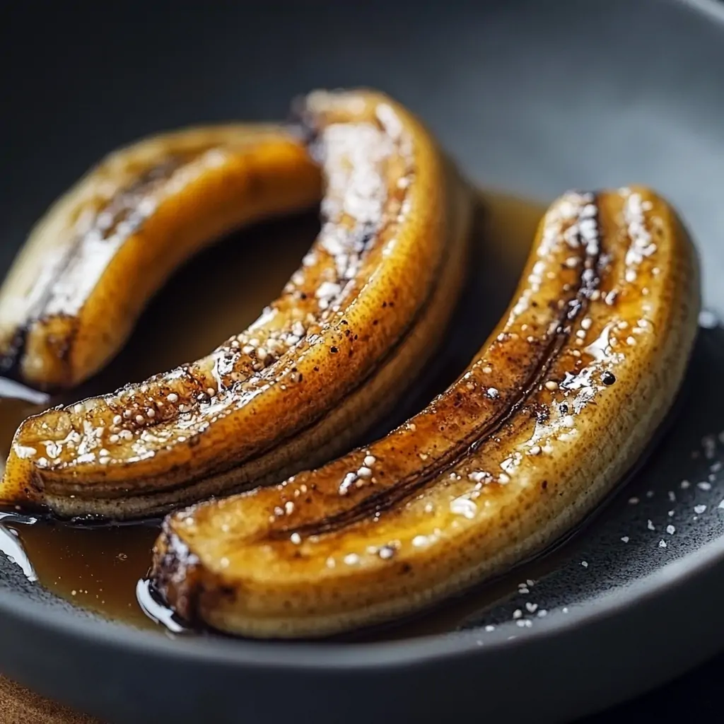 Bananenstücke werden in Zucker karamellisiert