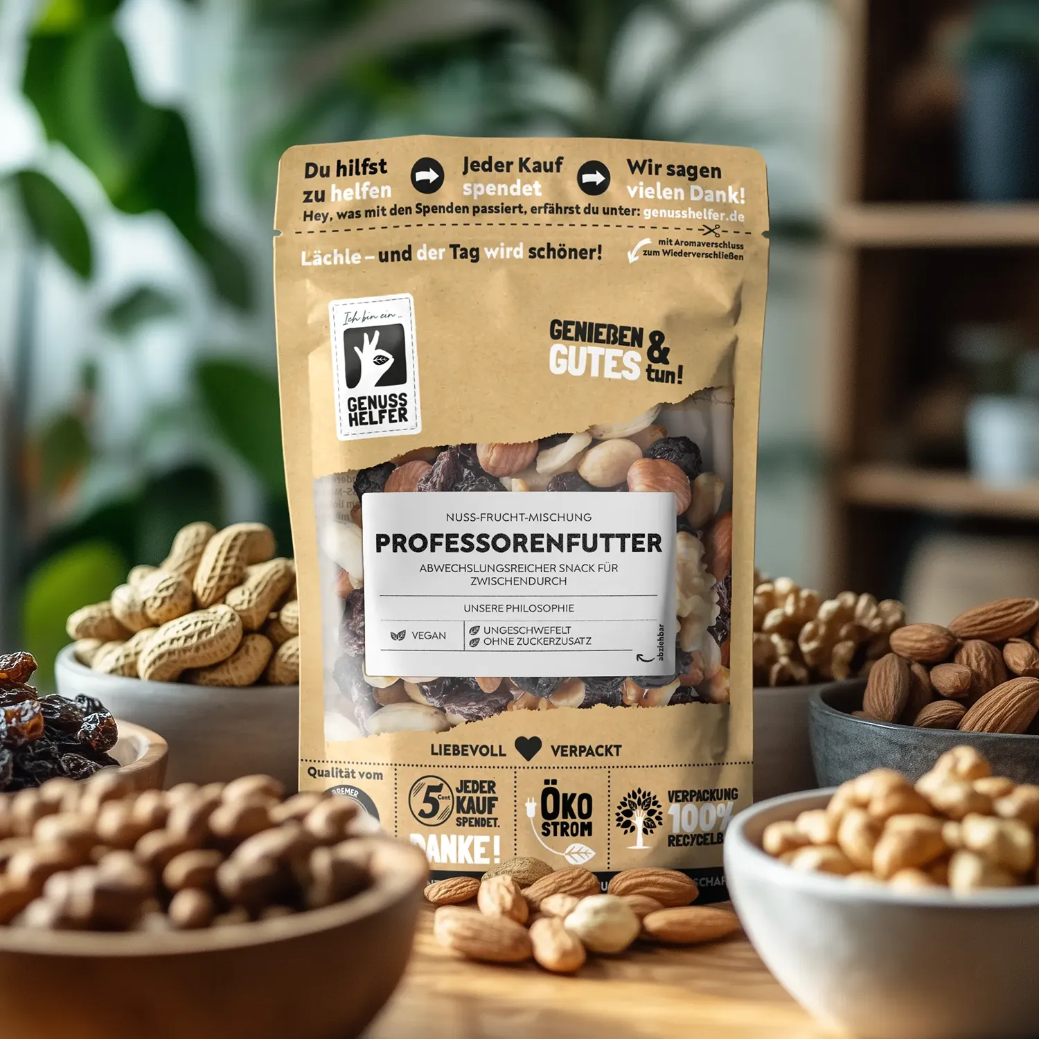 Präsentation der Nuss-Frucht-Mischung „Professorenfutter“