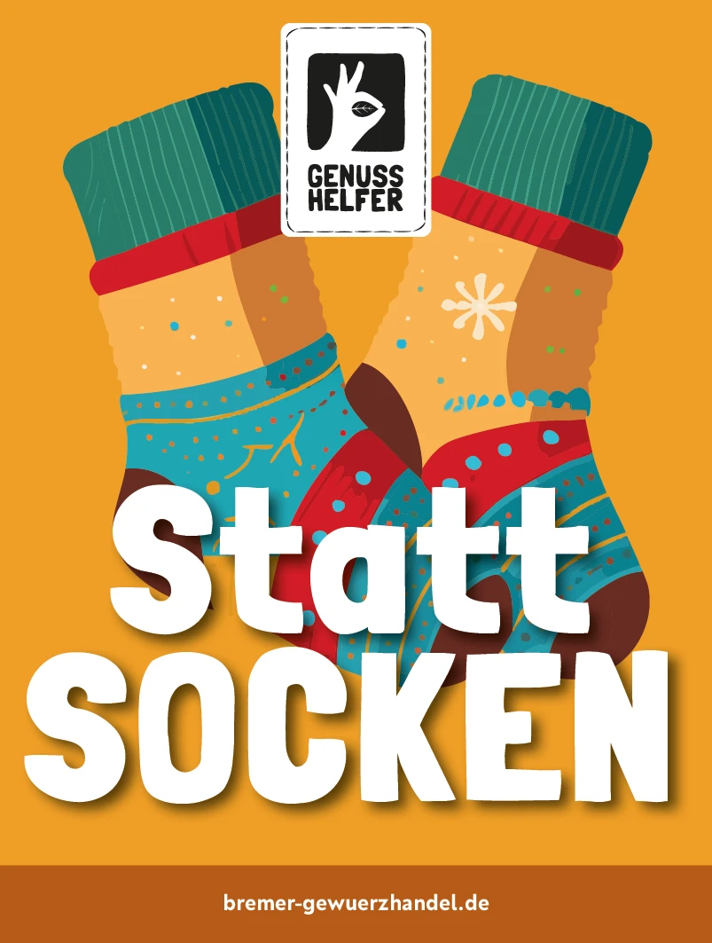 Nuss-Frucht-Mischung „Statt Socken“ in einem Glas mit individualisierbarem Etikett