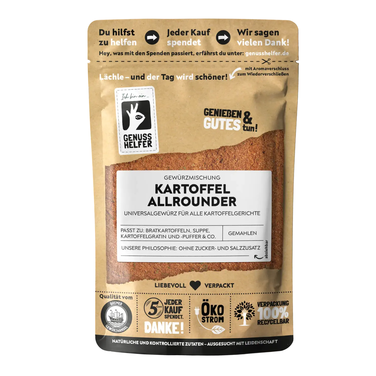 Kartoffel Allrounder Vorderansicht eines Beutels mit Kartoffel-Allrounder-Gewürz